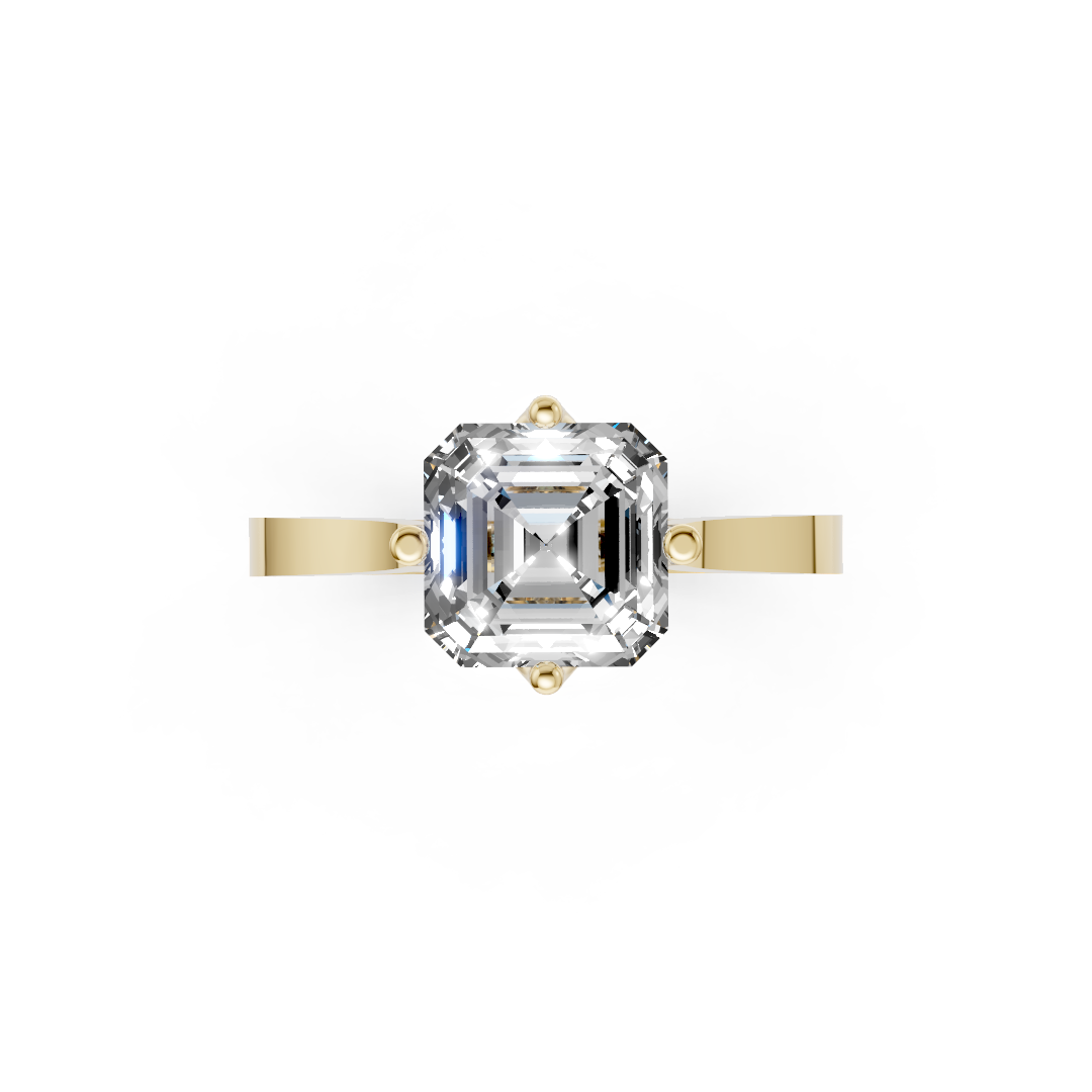 Asscher Cut Diamond Cathedral Shank Ring