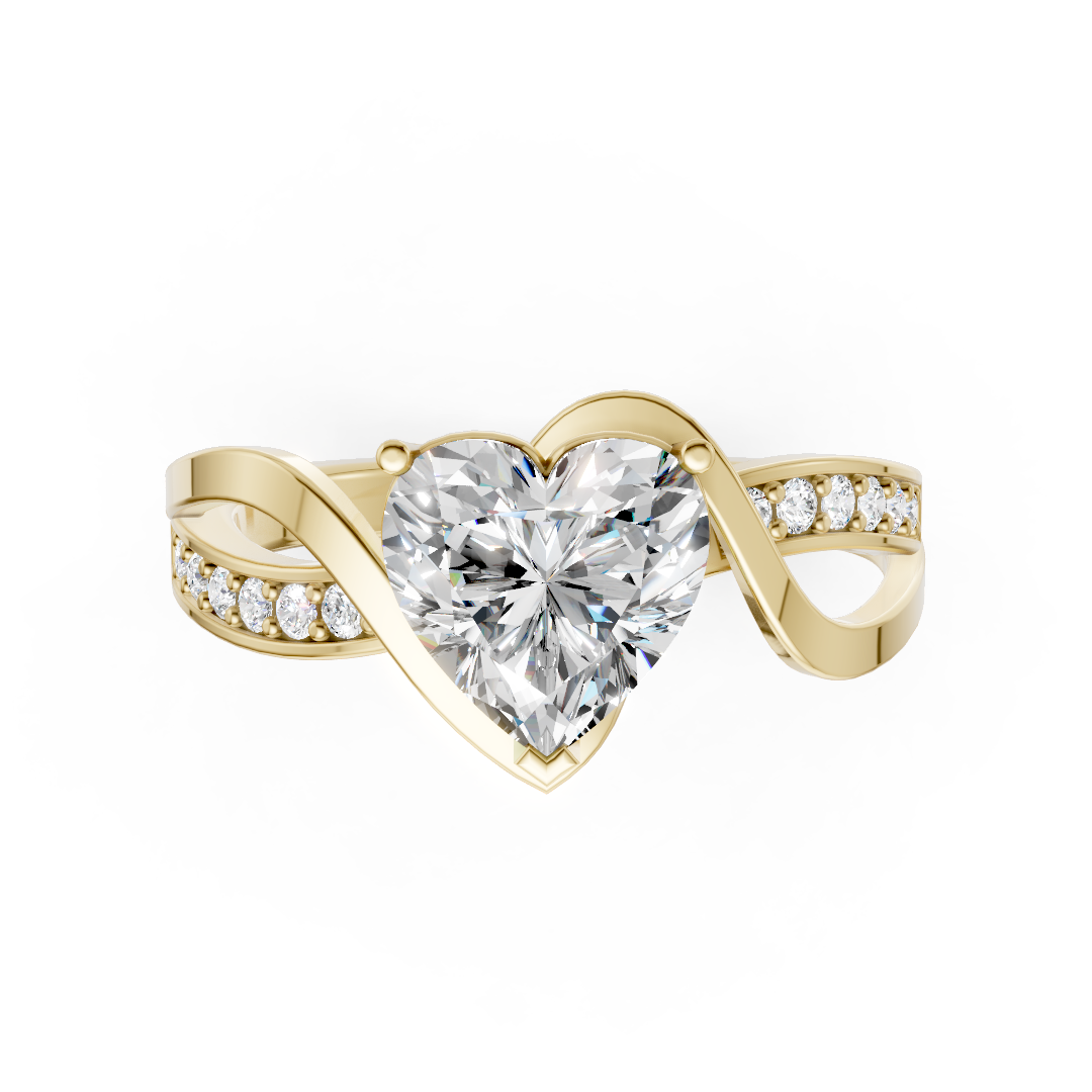 Heart Cut Diamond Bypass With Ribbon Wrap Set Ring