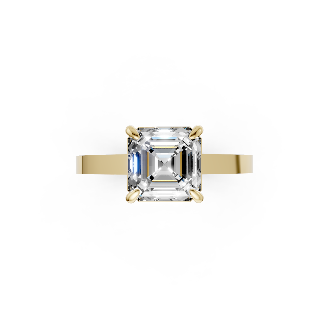 Asscher Diamond 4-Prong Ring