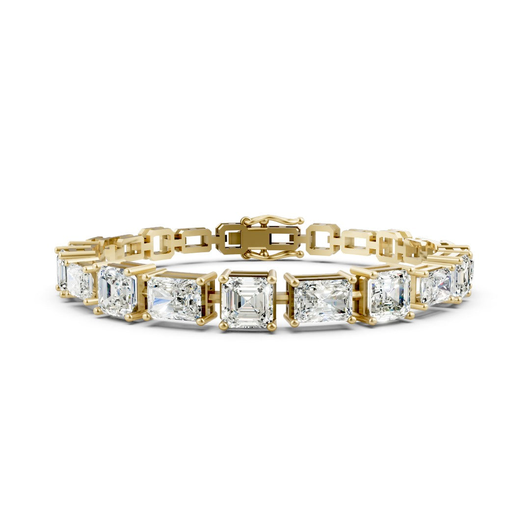 Radiant & Asscher Cut Lab Diamond Prong Seeting Tennis Bracelet