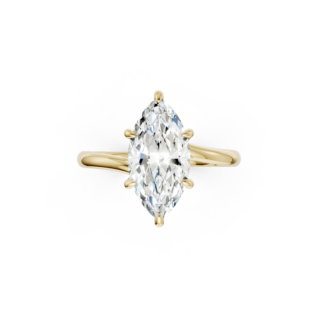 Marquise Diamond Bypass Shank Solitaire Ring