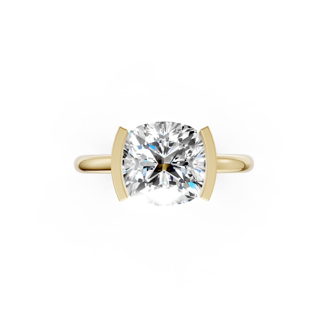 Cushion Cut Half Bezel Set Ring