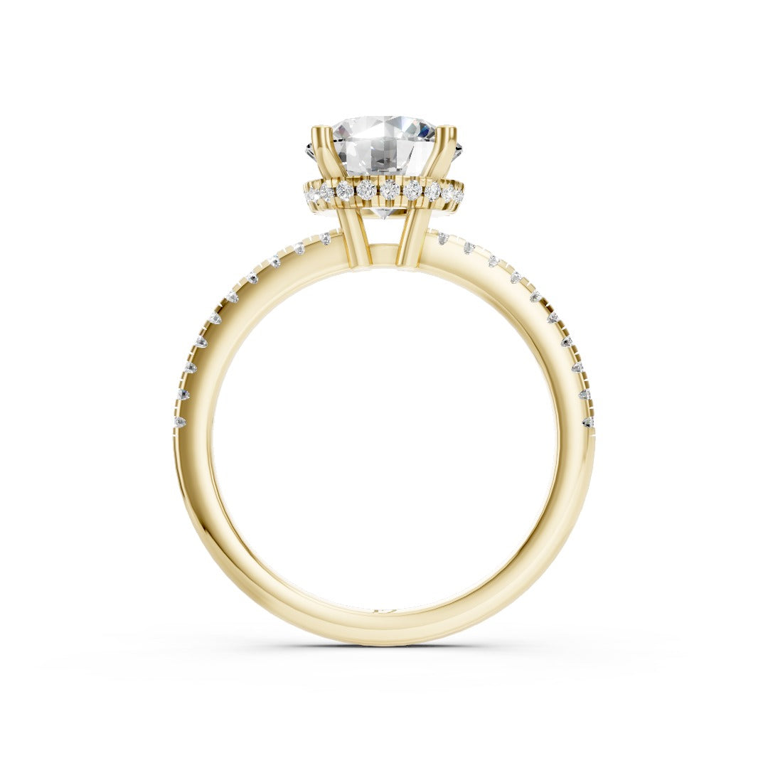 Round Diamond Hidden Halo Engagement Ring