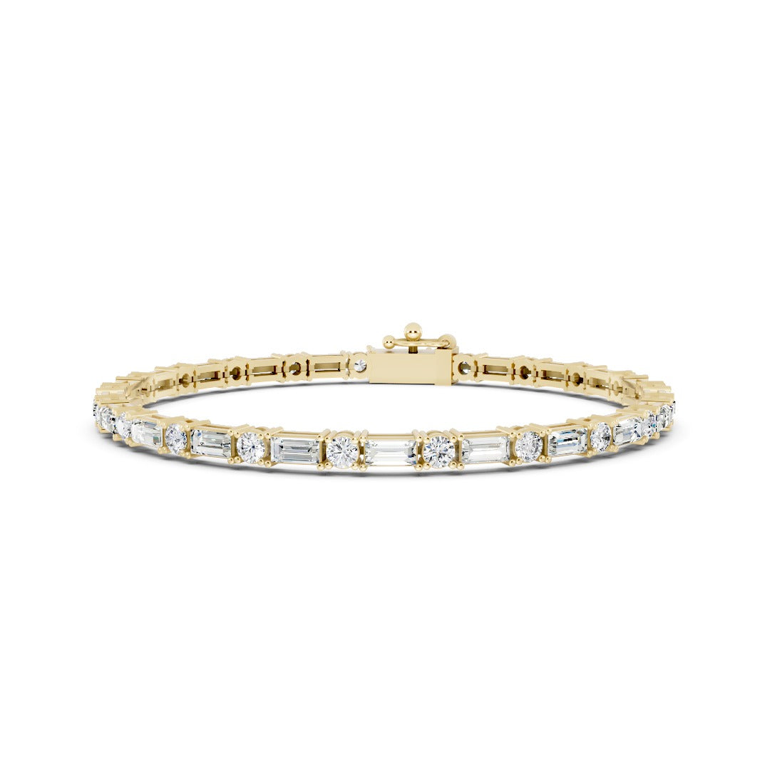 Radiant & Round Cut Lab Diamond Prong Seeting Tennis Bracelet
