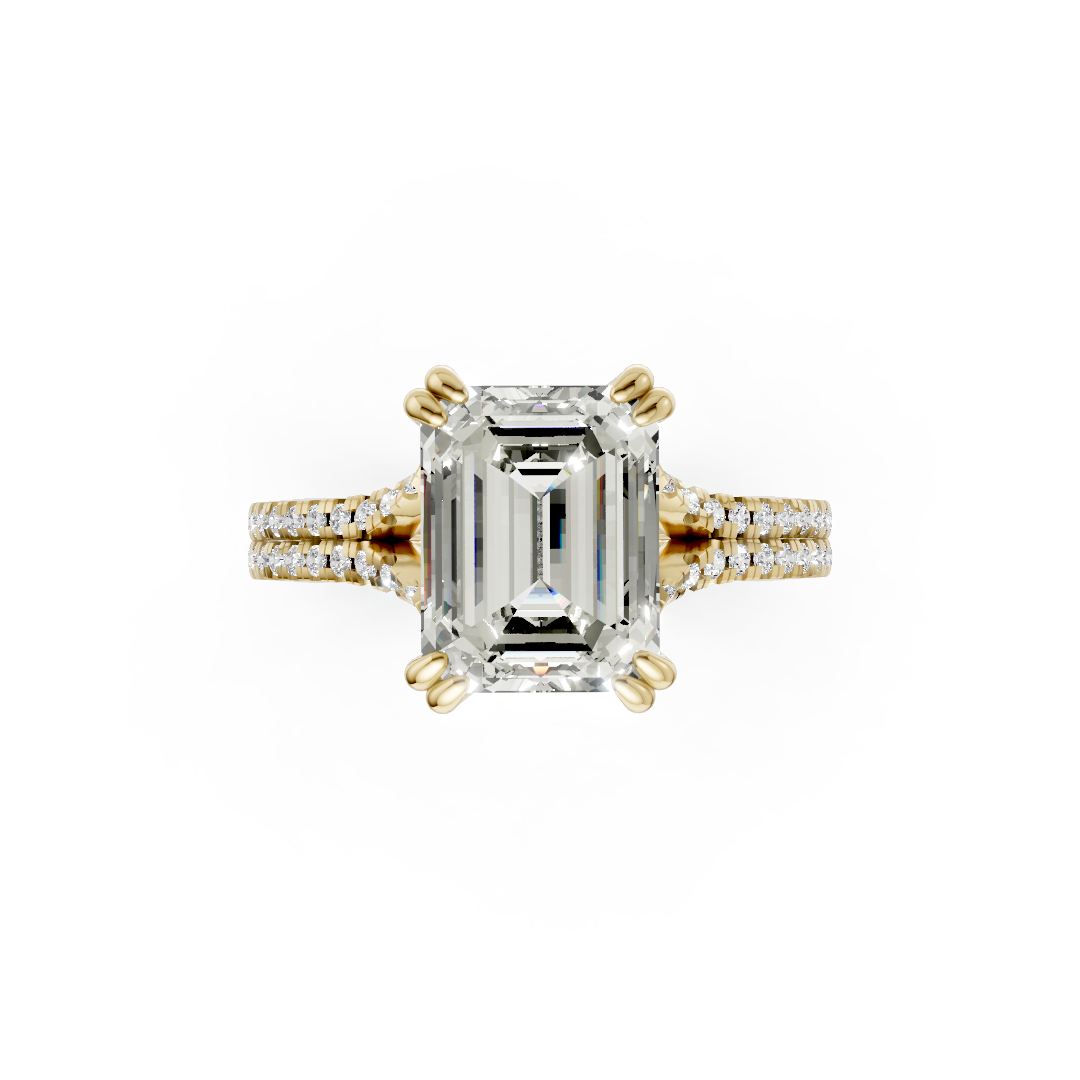 Emerald Diamond Double Band Engagement Ring