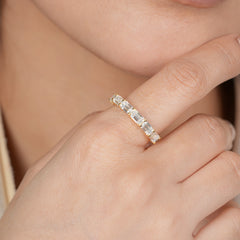 Baguette Diamond Half Eternity Stacking Ring