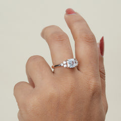 Asscher Cut Cluster Engagement Ring