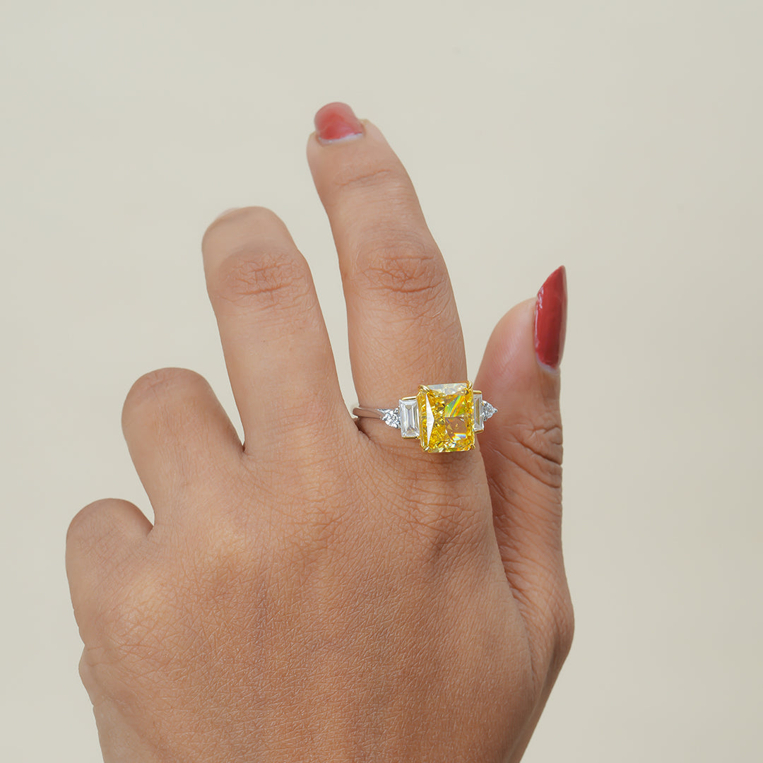 Canary Yellow Radiant Cathedral Style Ring