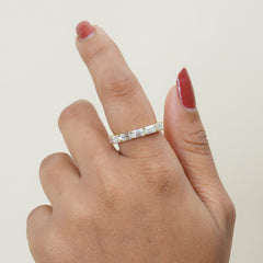 Baguette Diamond Half Eternity Stacking Ring