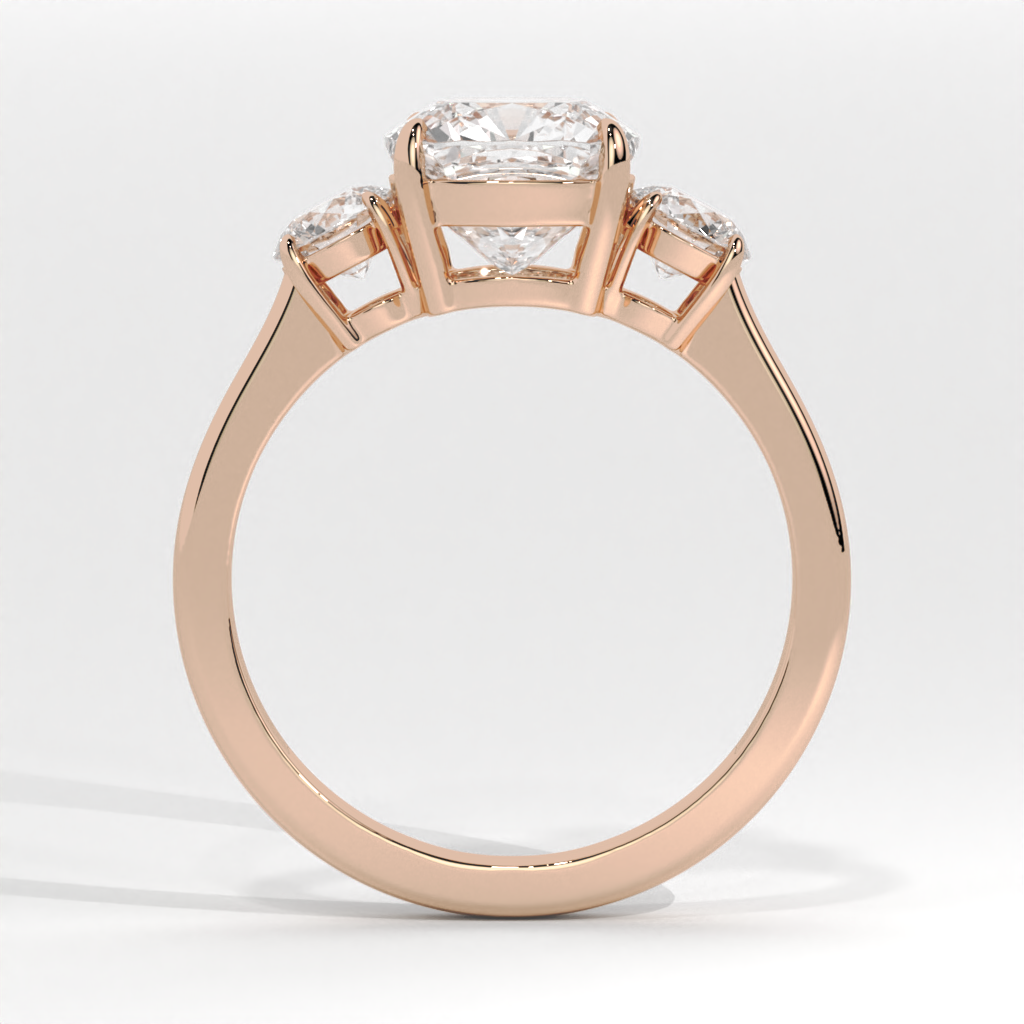 Lab Grown Cushion Diamond Three Stone Ring