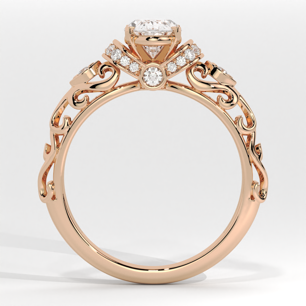 Filigree Oval Diamond Engagement Ring