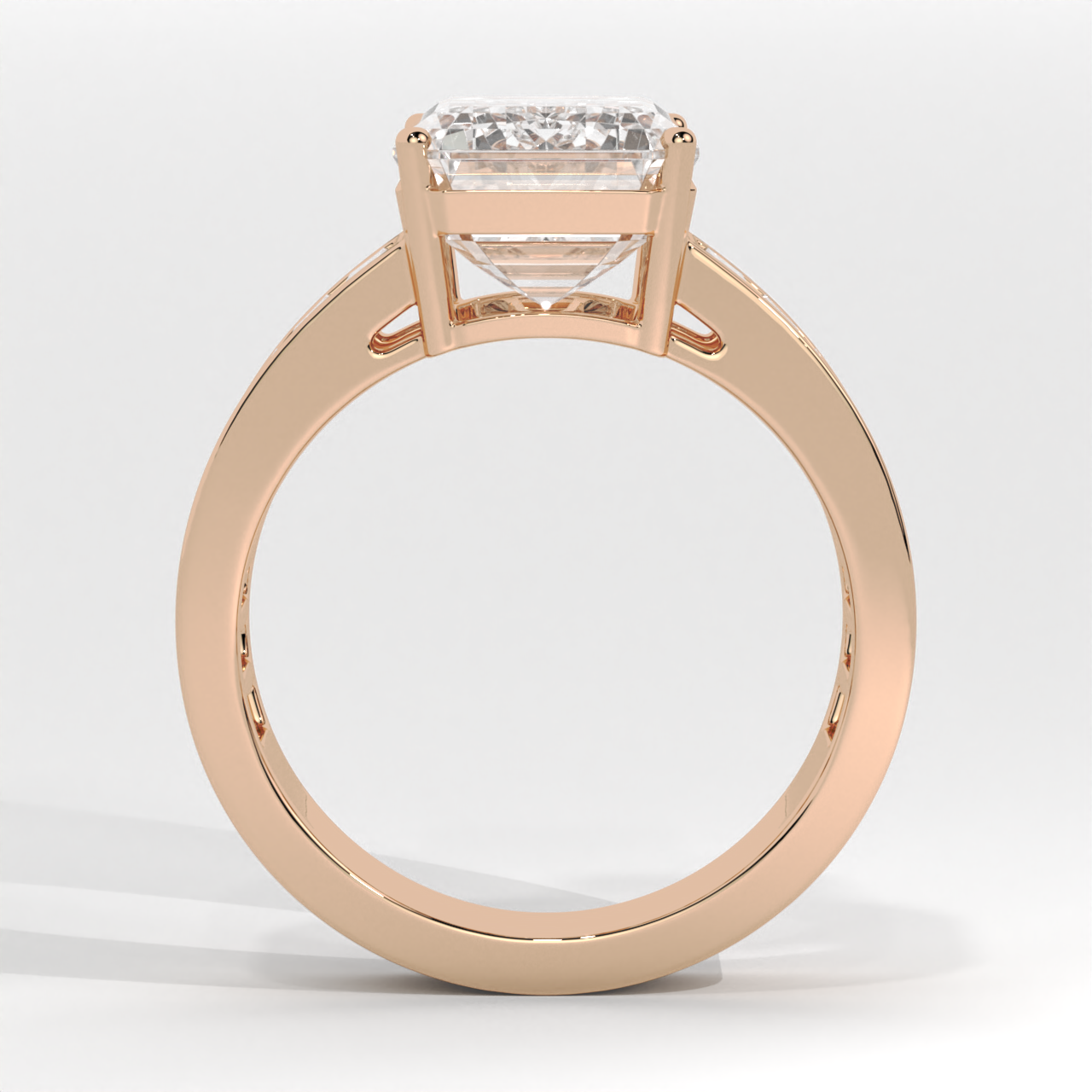 Emerald Cut Channel Set Baguette Diamond Ring