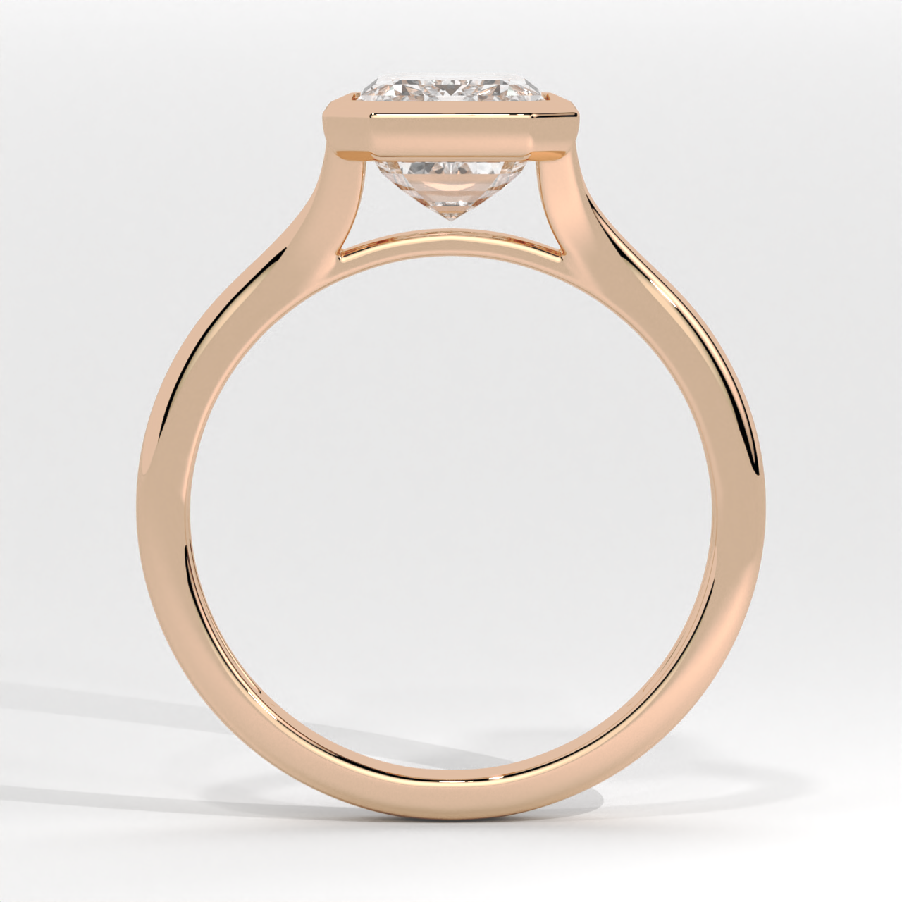 Bezel Set Emerald Diamond Split Shank Ring
