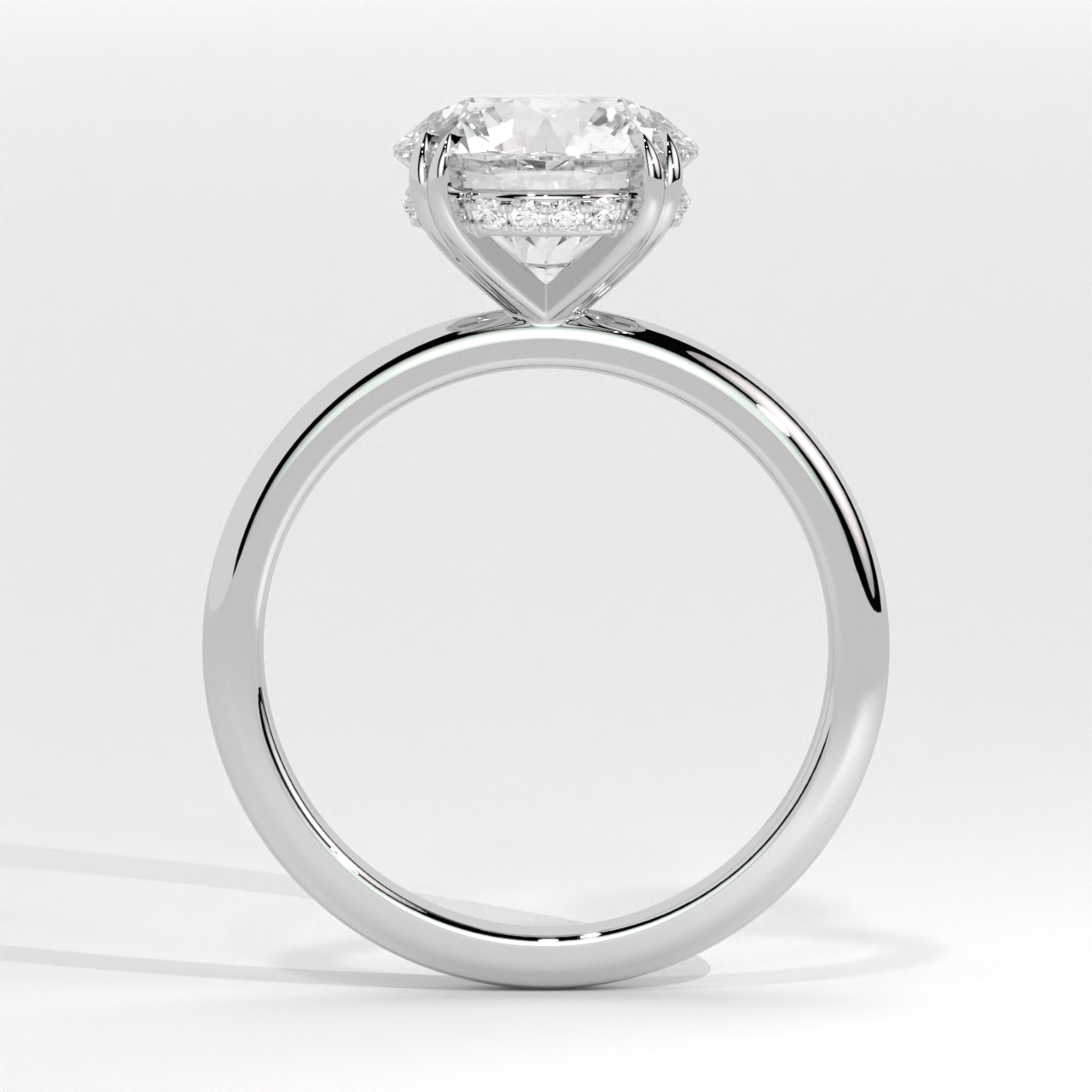 Classic Round Cut Lab Diamond Solitaire Engagement Ring with Hidden Halo