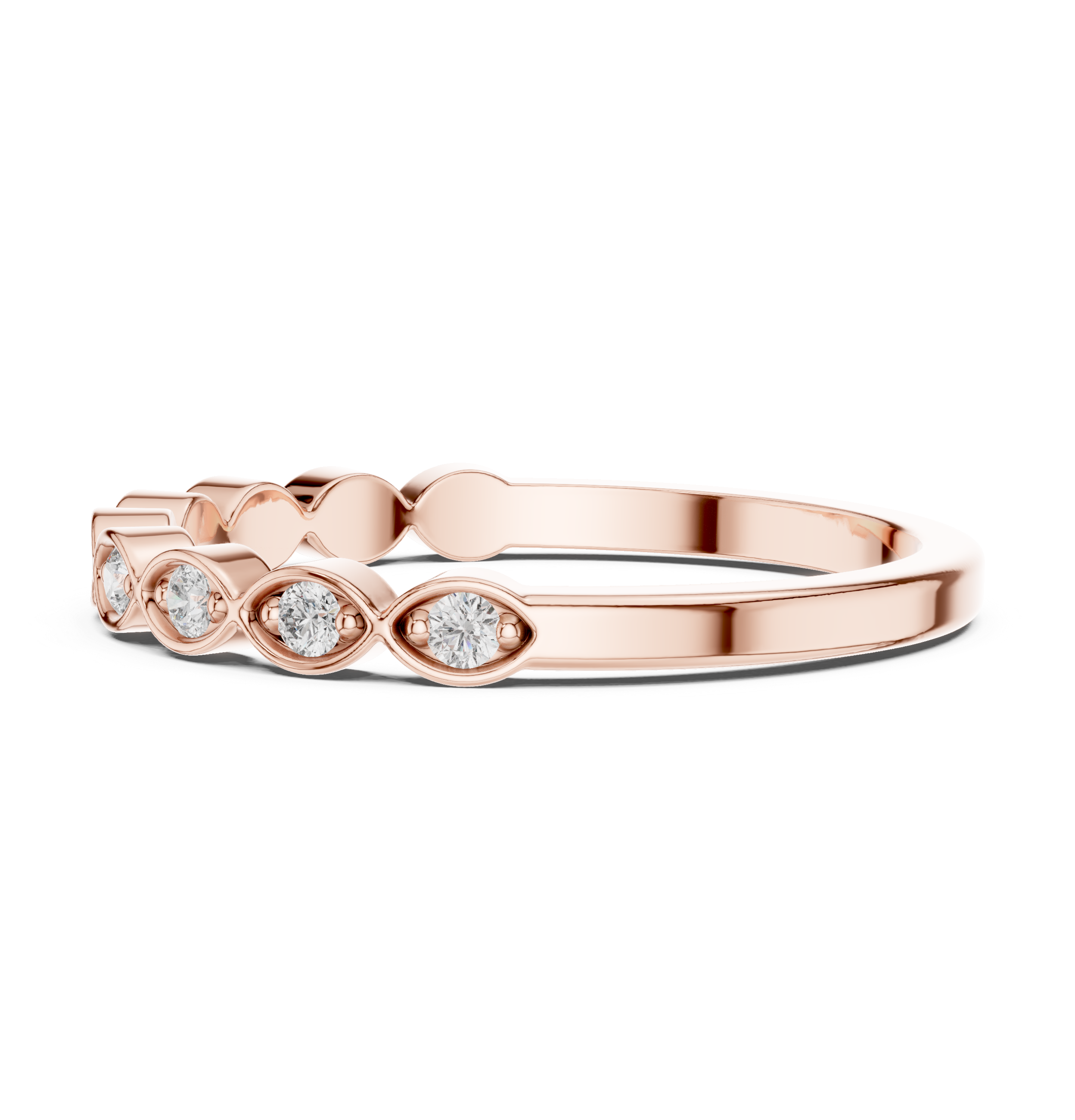 Round Cut Diamond Alternating Eye-Link Stacking Band