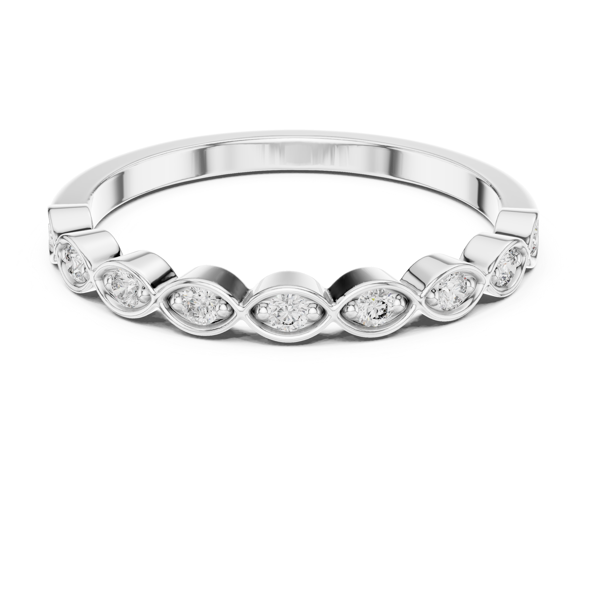 Round Cut Diamond Alternating Eye-Link Stacking Band