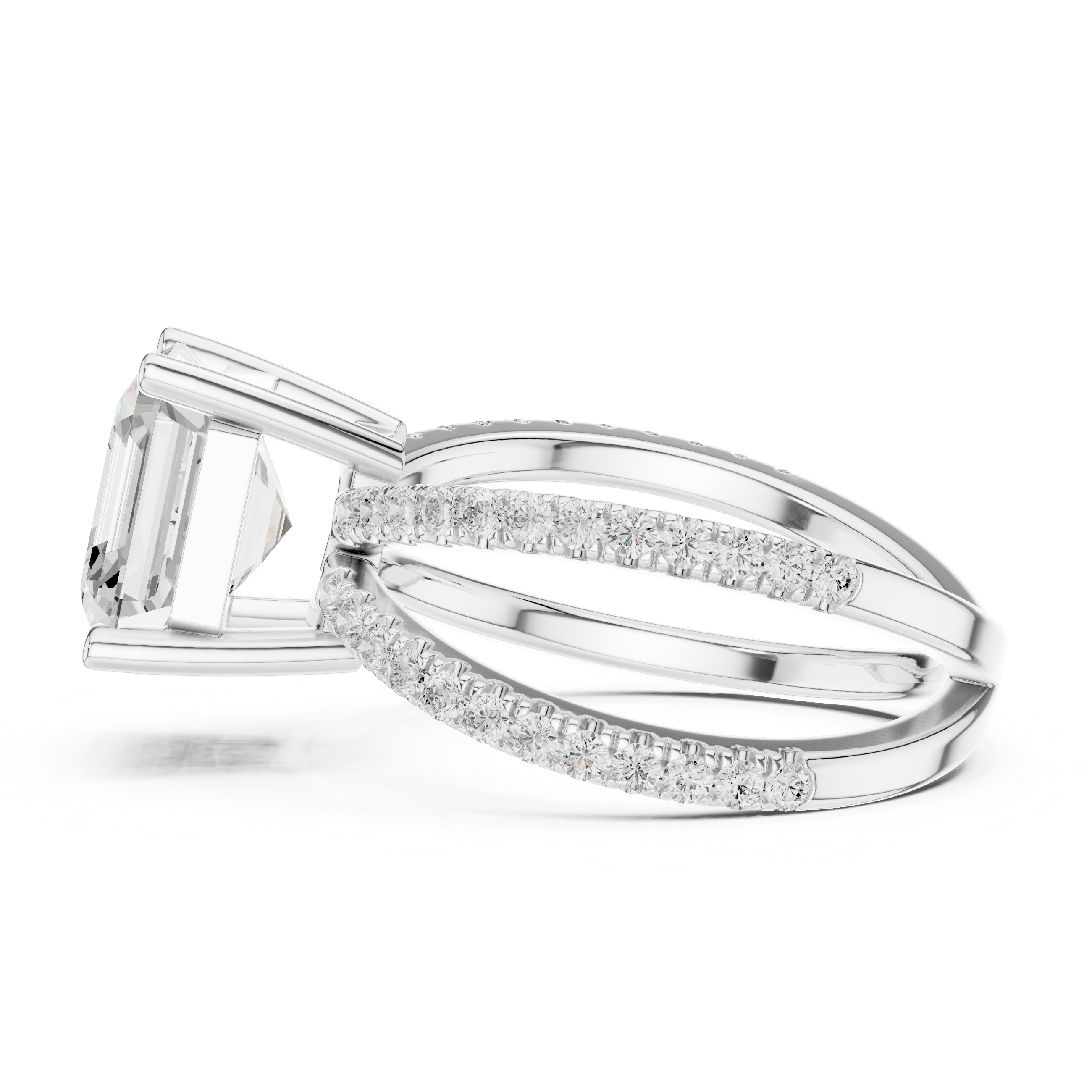Criss Cross Asscher Cut Lab Grown Diamond Wedding Ring