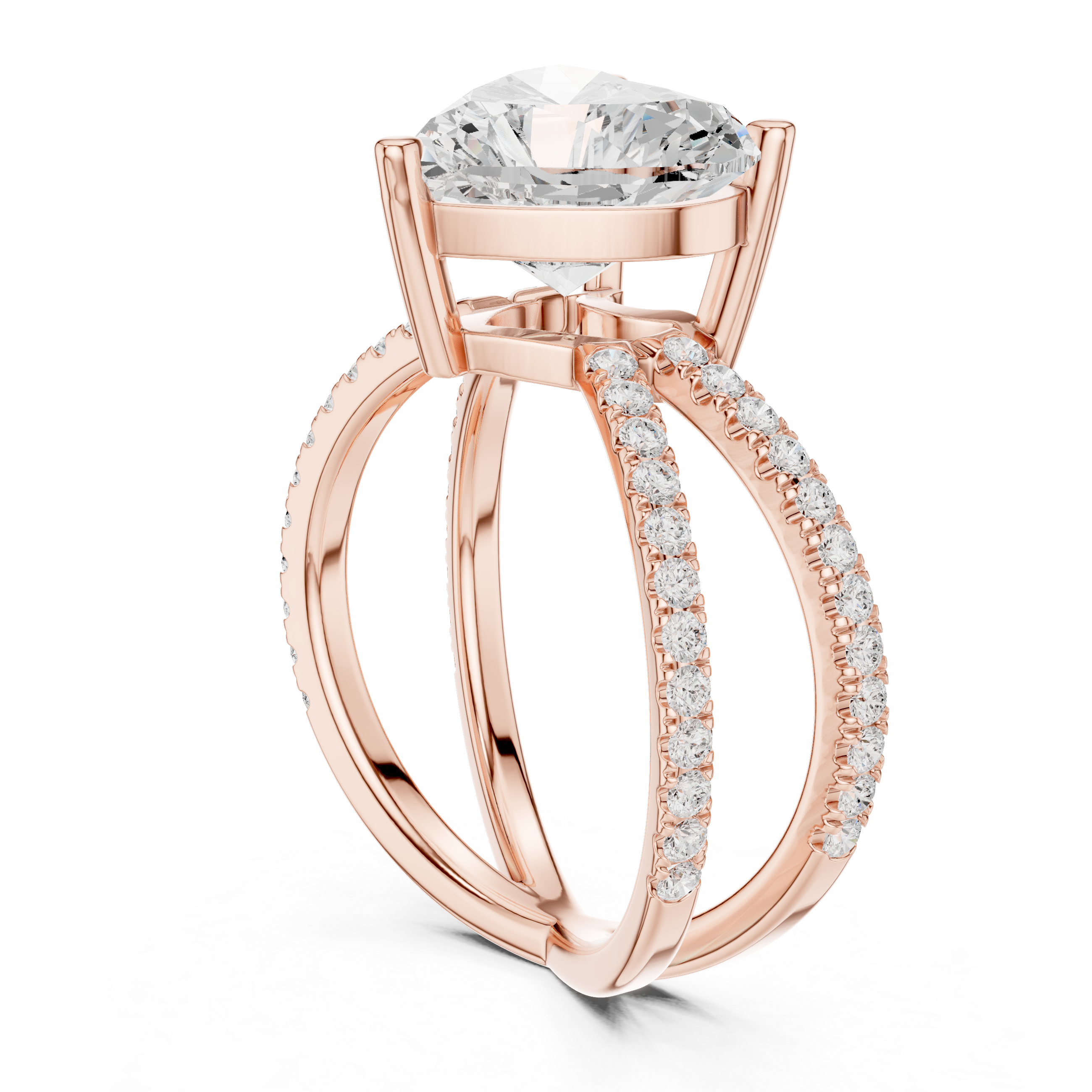 Criss Cross Heart Cut Lab Grown Diamond Wedding Ring