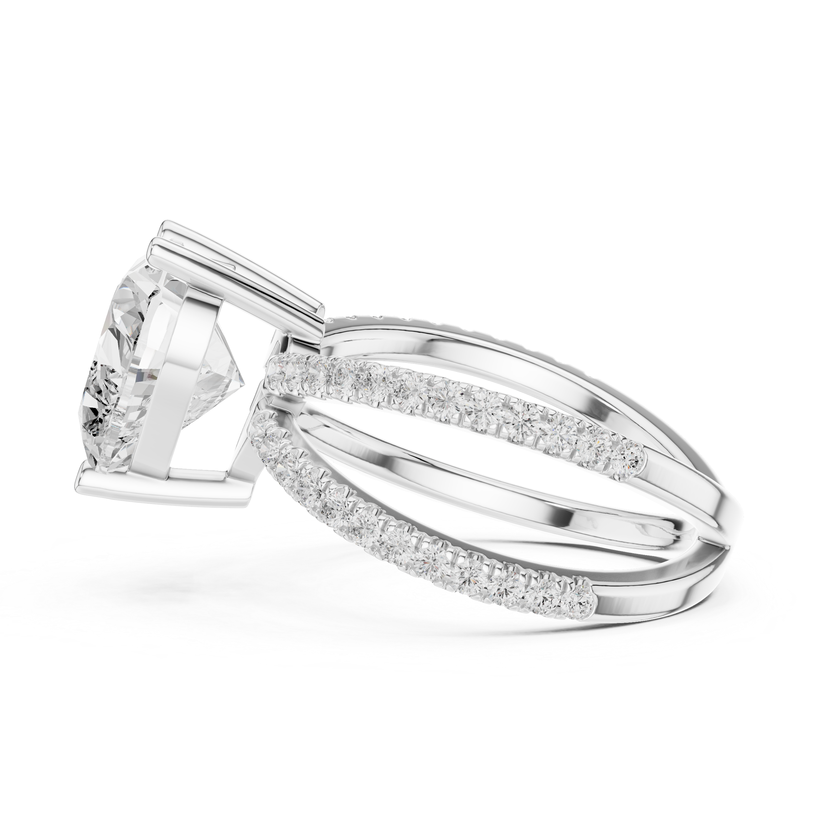 Criss Cross Heart Cut Lab Grown Diamond Wedding Ring