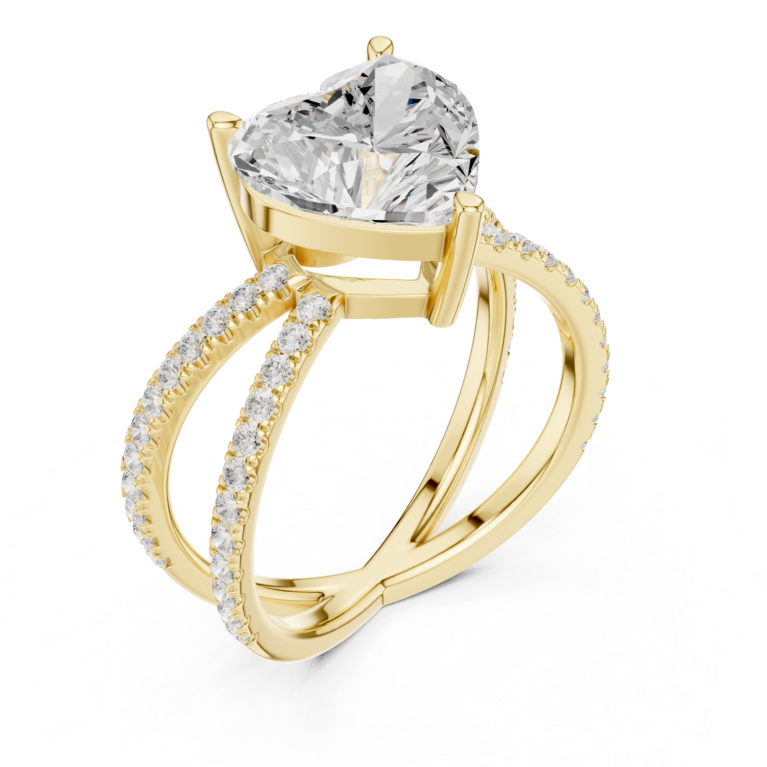 Criss Cross Heart Cut Lab Grown Diamond Wedding Ring
