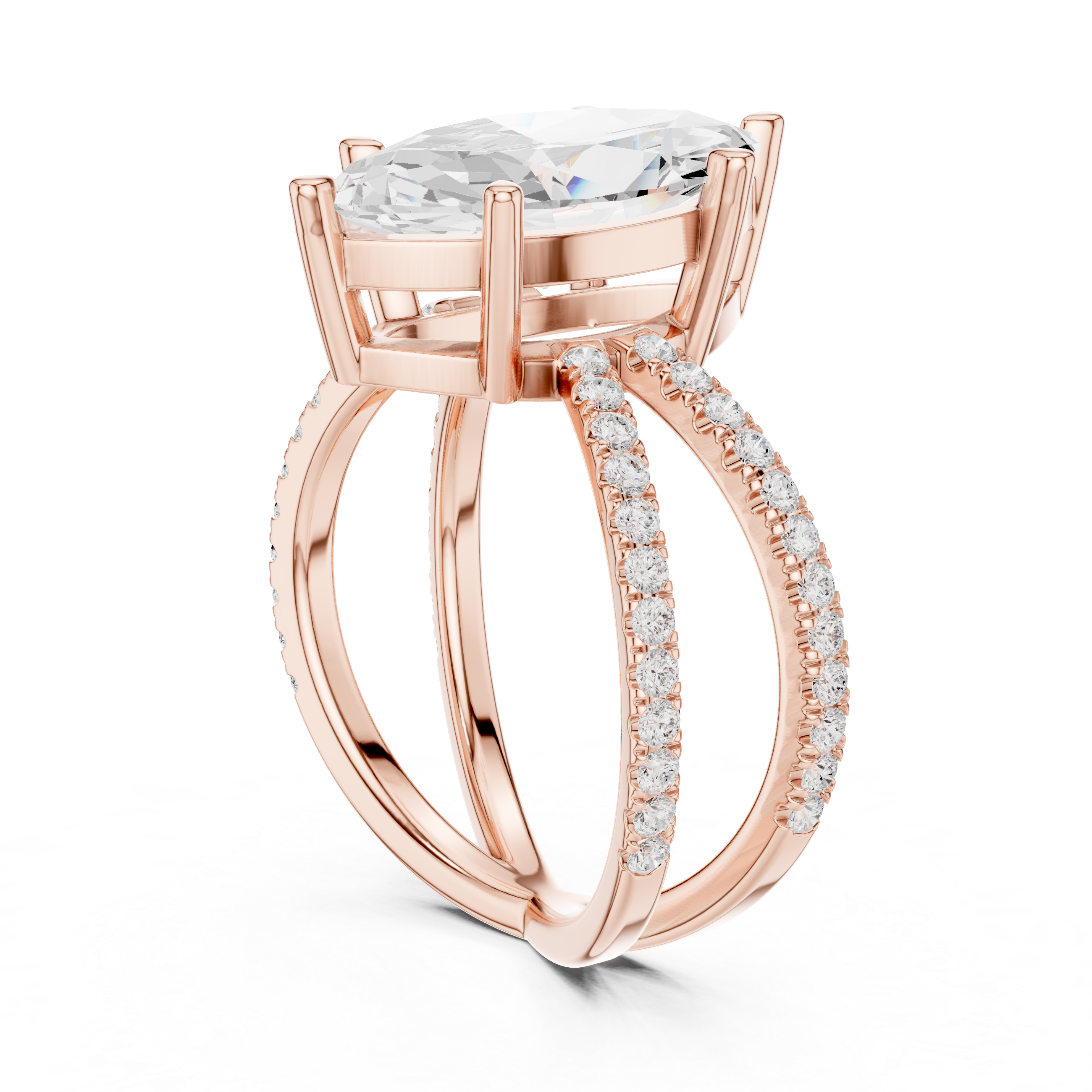 Criss Cross Marquise Cut Lab Grown Diamond Wedding Ring
