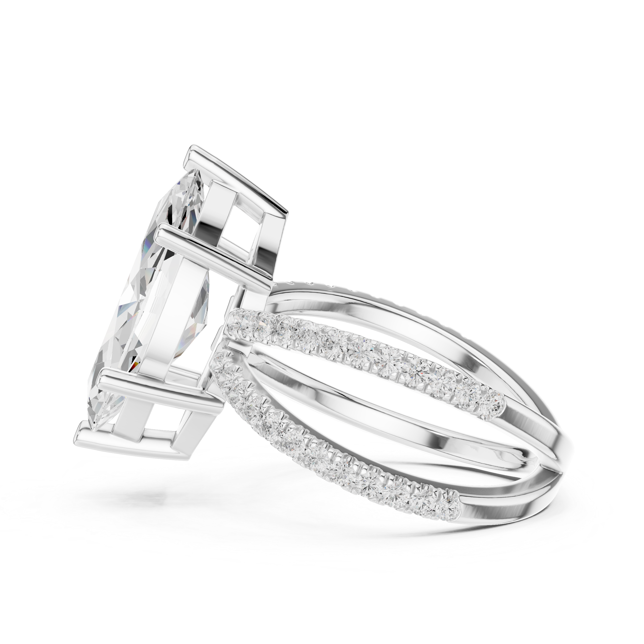 Criss Cross Marquise Cut Lab Grown Diamond Wedding Ring