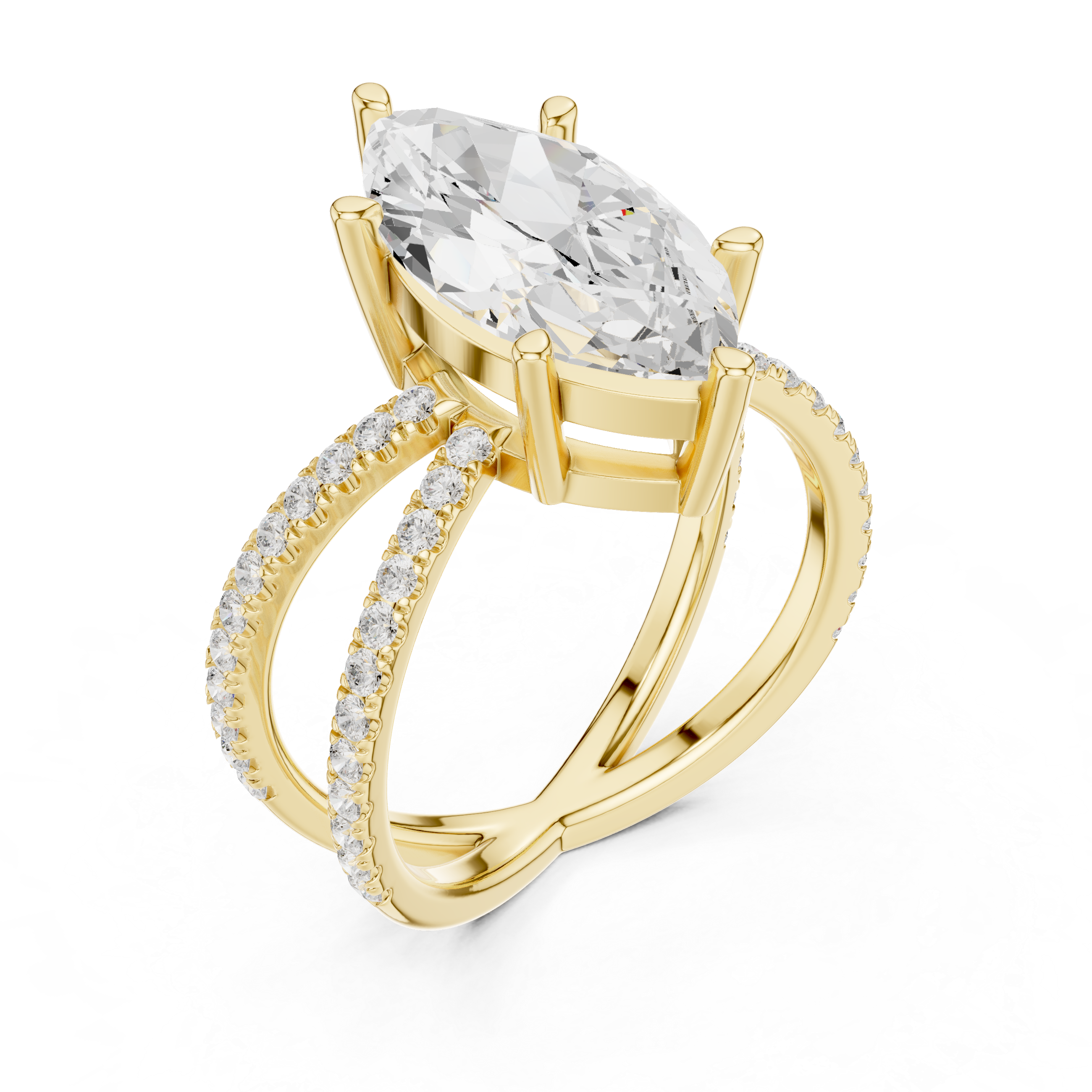 Criss Cross Marquise Cut Lab Grown Diamond Wedding Ring