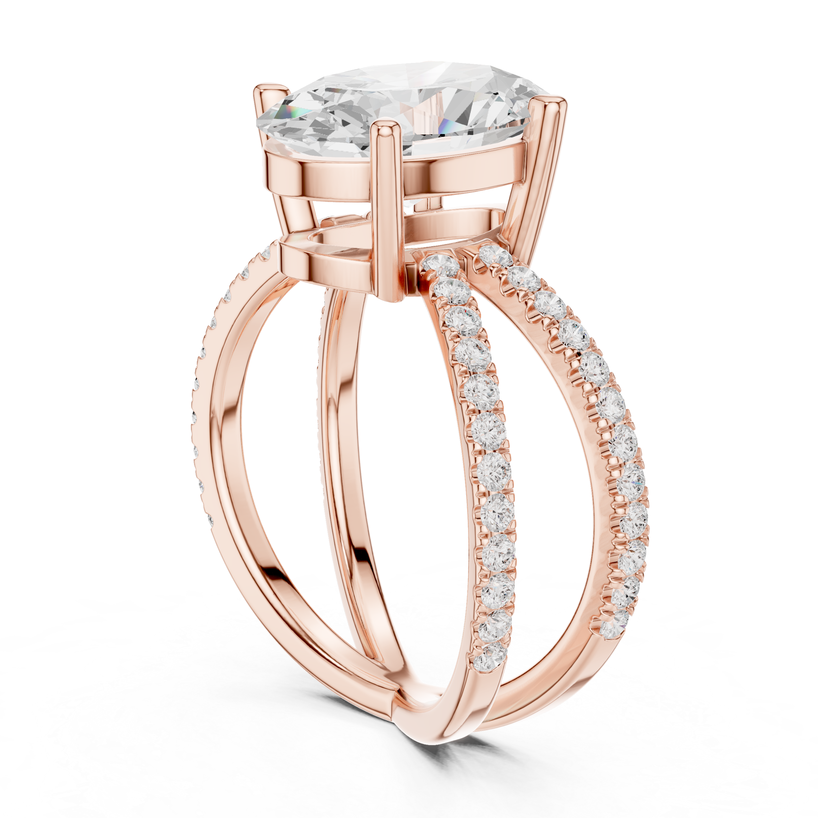 Criss Cross Oval Cut Lab Grown Diamond Wedding Ring