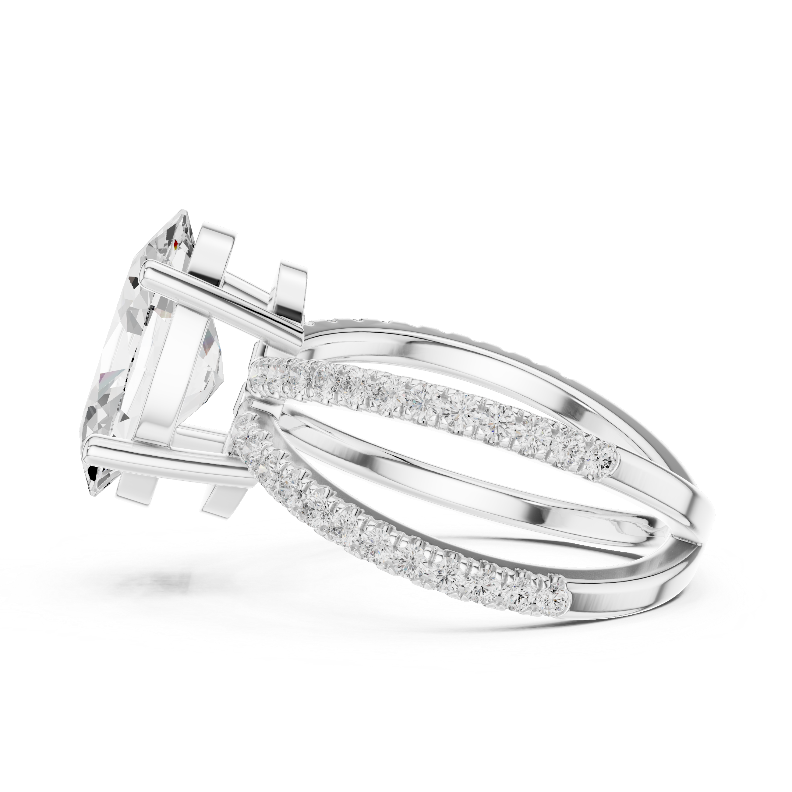 Criss Cross Oval Cut Lab Grown Diamond Wedding Ring