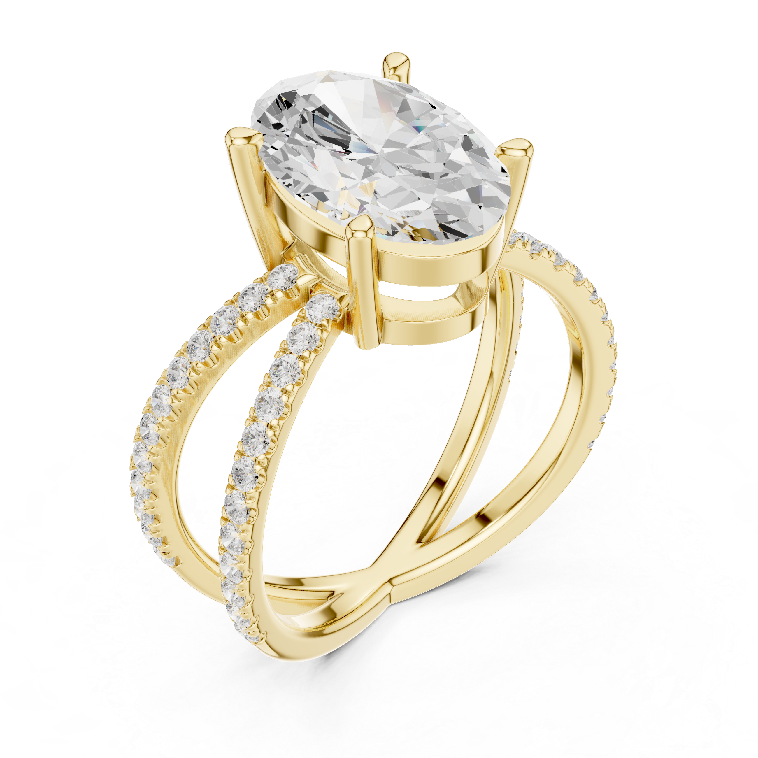 Criss Cross Oval Cut Lab Grown Diamond Wedding Ring