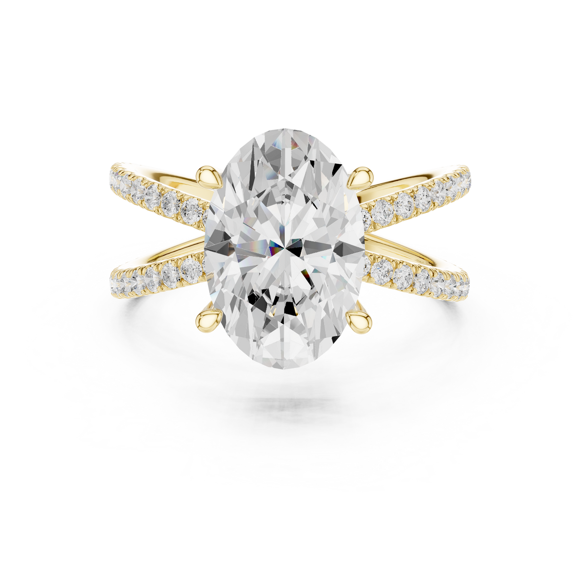 Criss Cross Oval Cut Lab Grown Diamond Wedding Ring