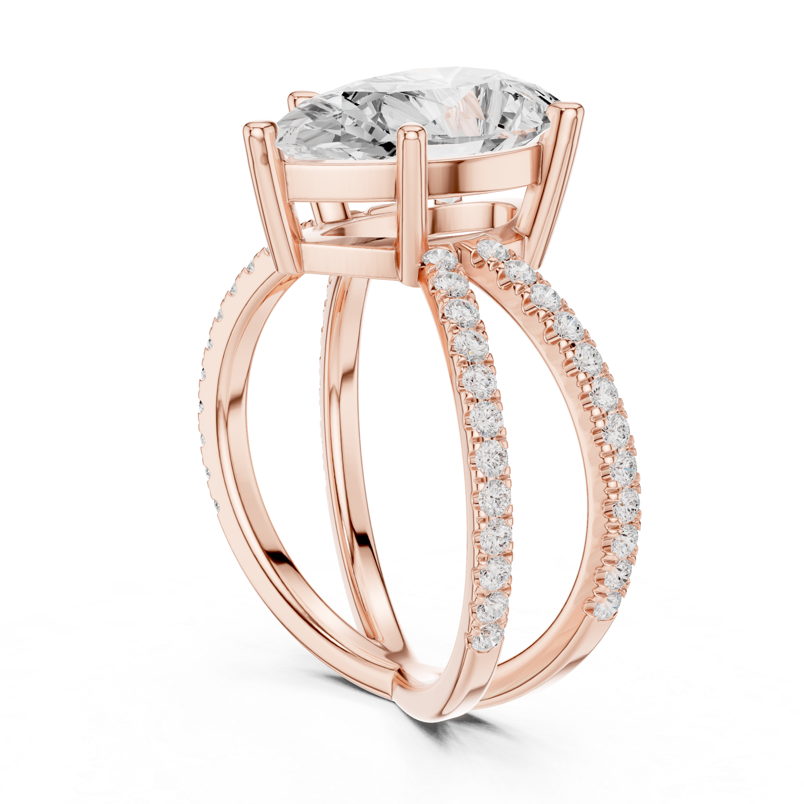 Criss Cross Pear Cut Lab Grown Diamond Wedding Ring