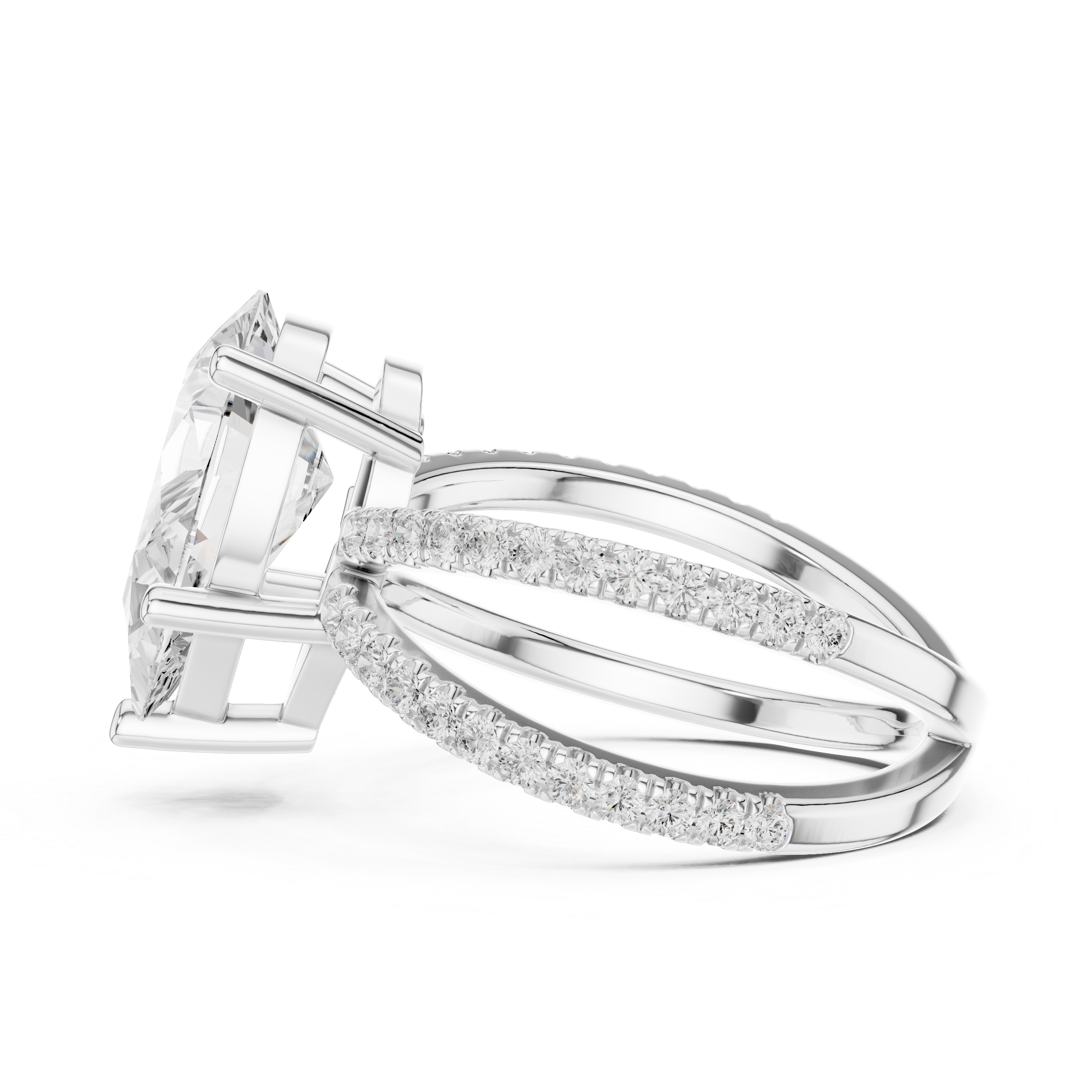 Criss Cross Pear Cut Lab Grown Diamond Wedding Ring