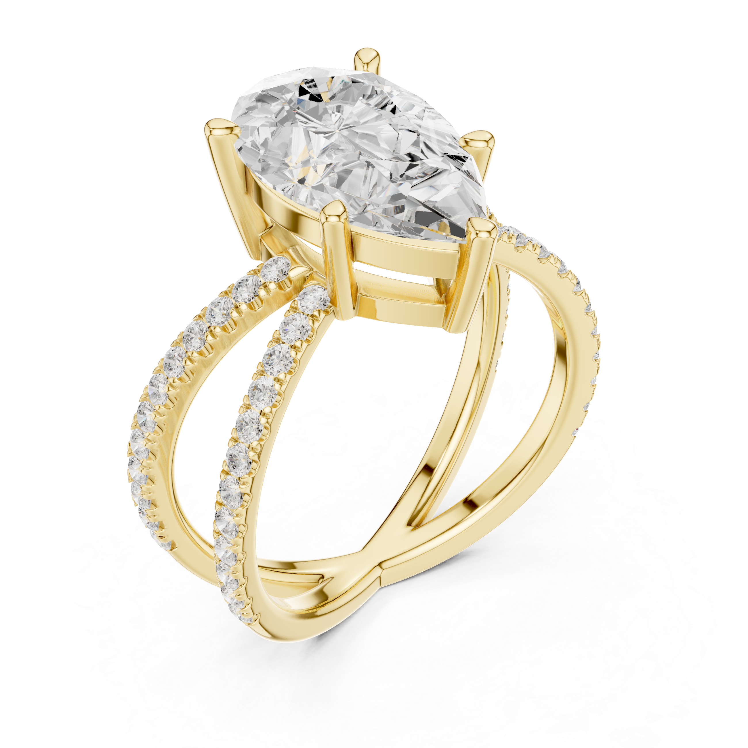 Criss Cross Pear Cut Lab Grown Diamond Wedding Ring