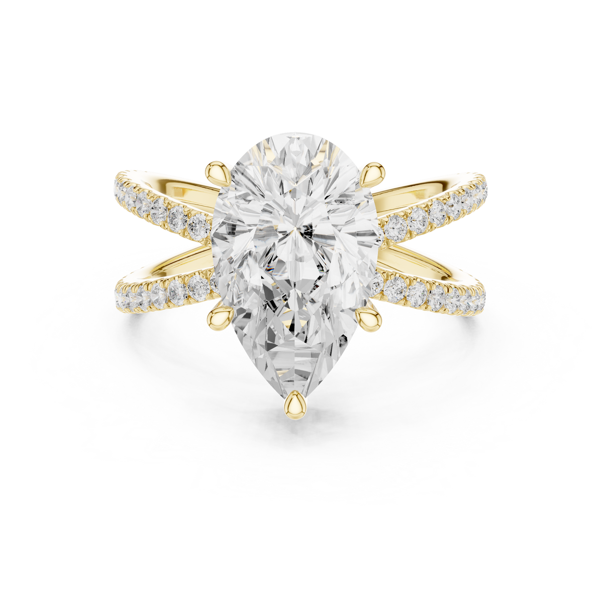 Criss Cross Pear Cut Lab Grown Diamond Wedding Ring