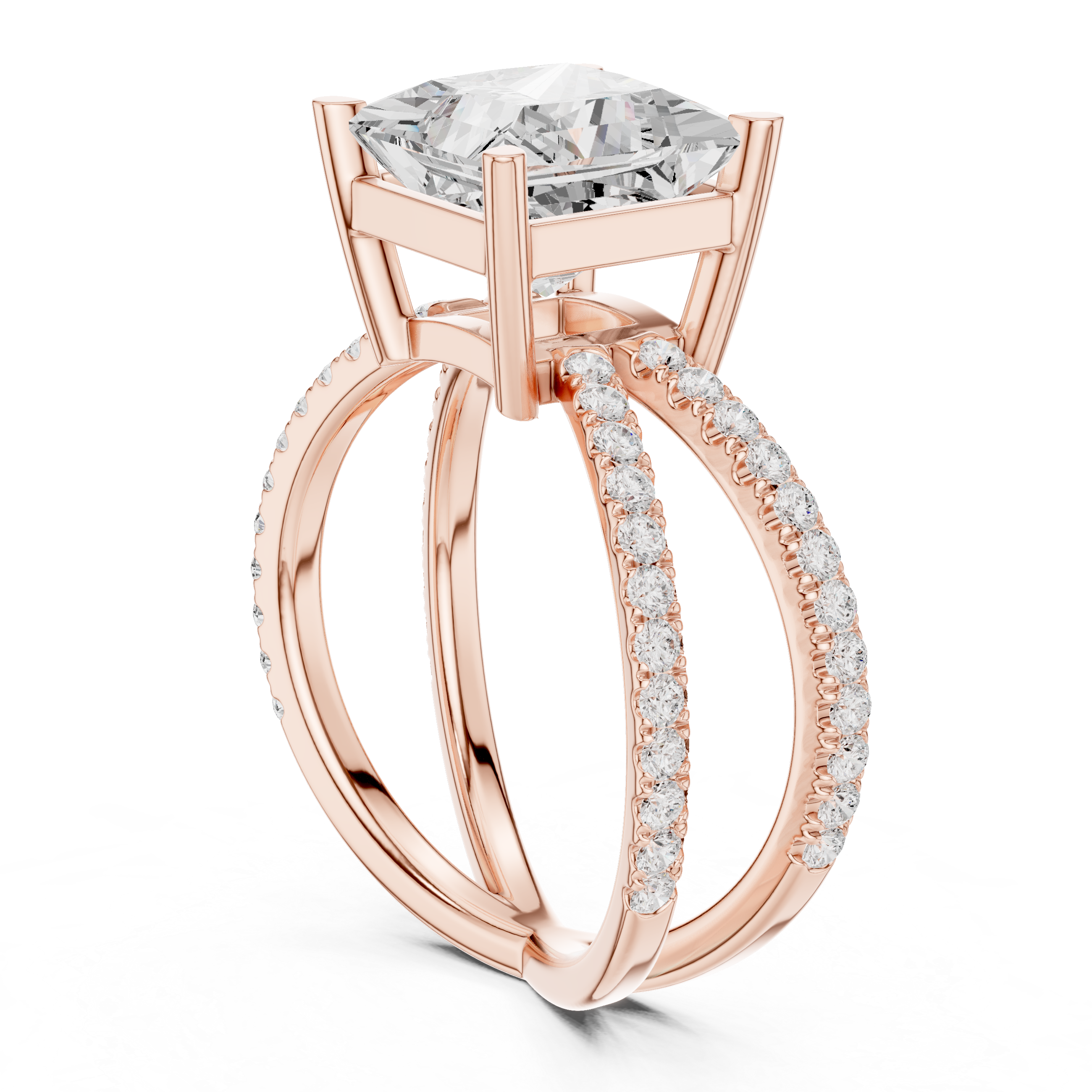 Criss Cross Princess Cut Lab Grown Diamond Wedding Ring