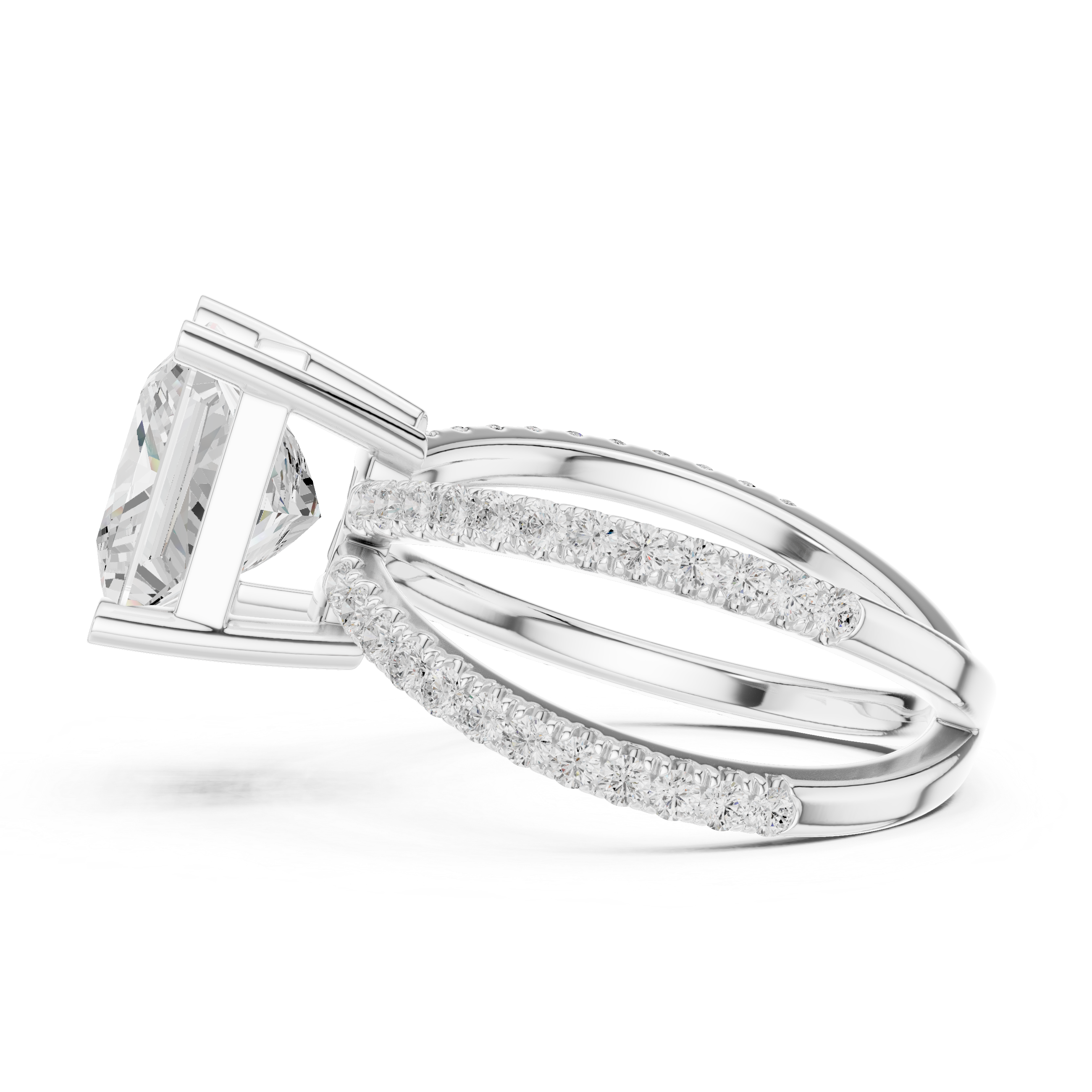 Criss Cross Princess Cut Lab Grown Diamond Wedding Ring