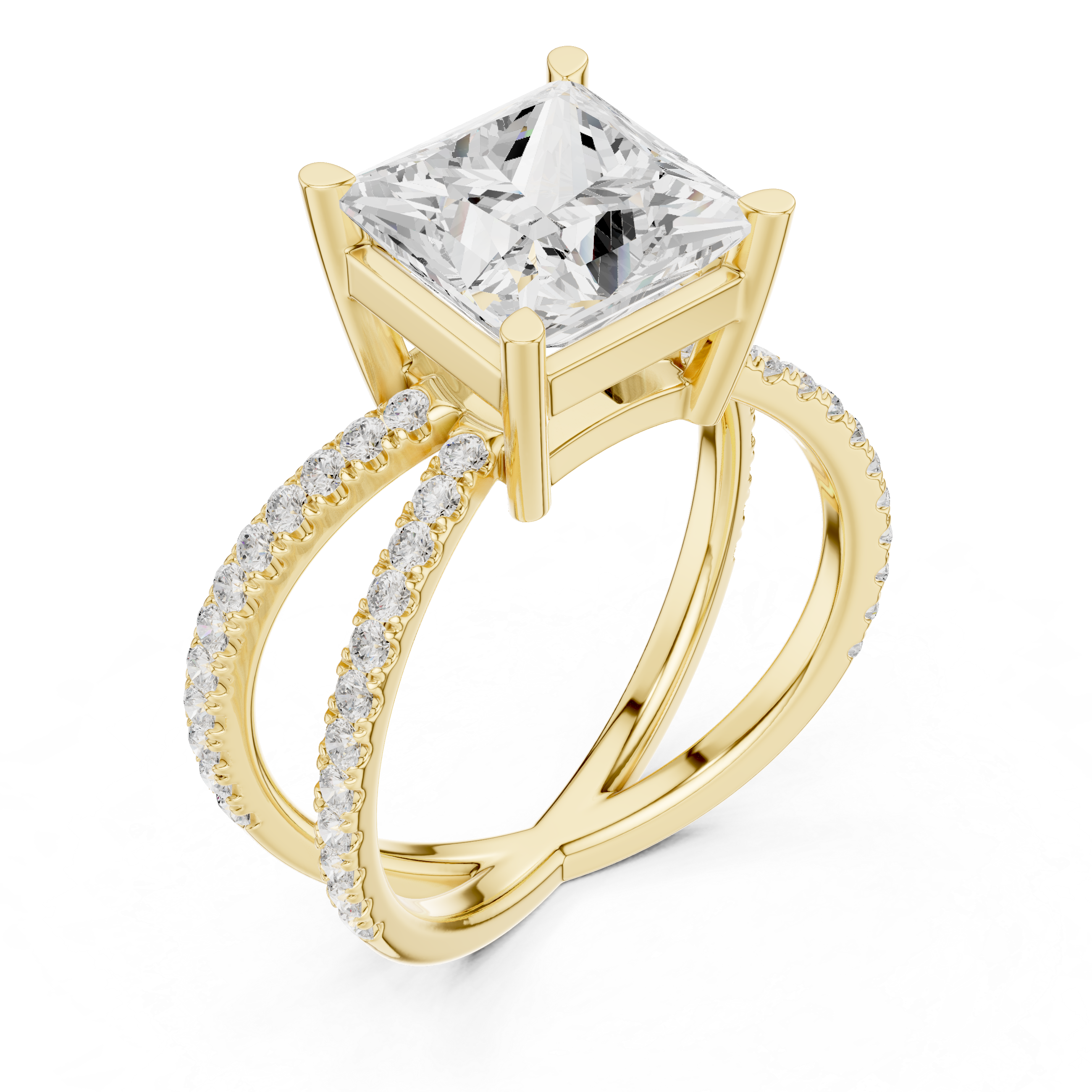 Criss Cross Princess Cut Lab Grown Diamond Wedding Ring