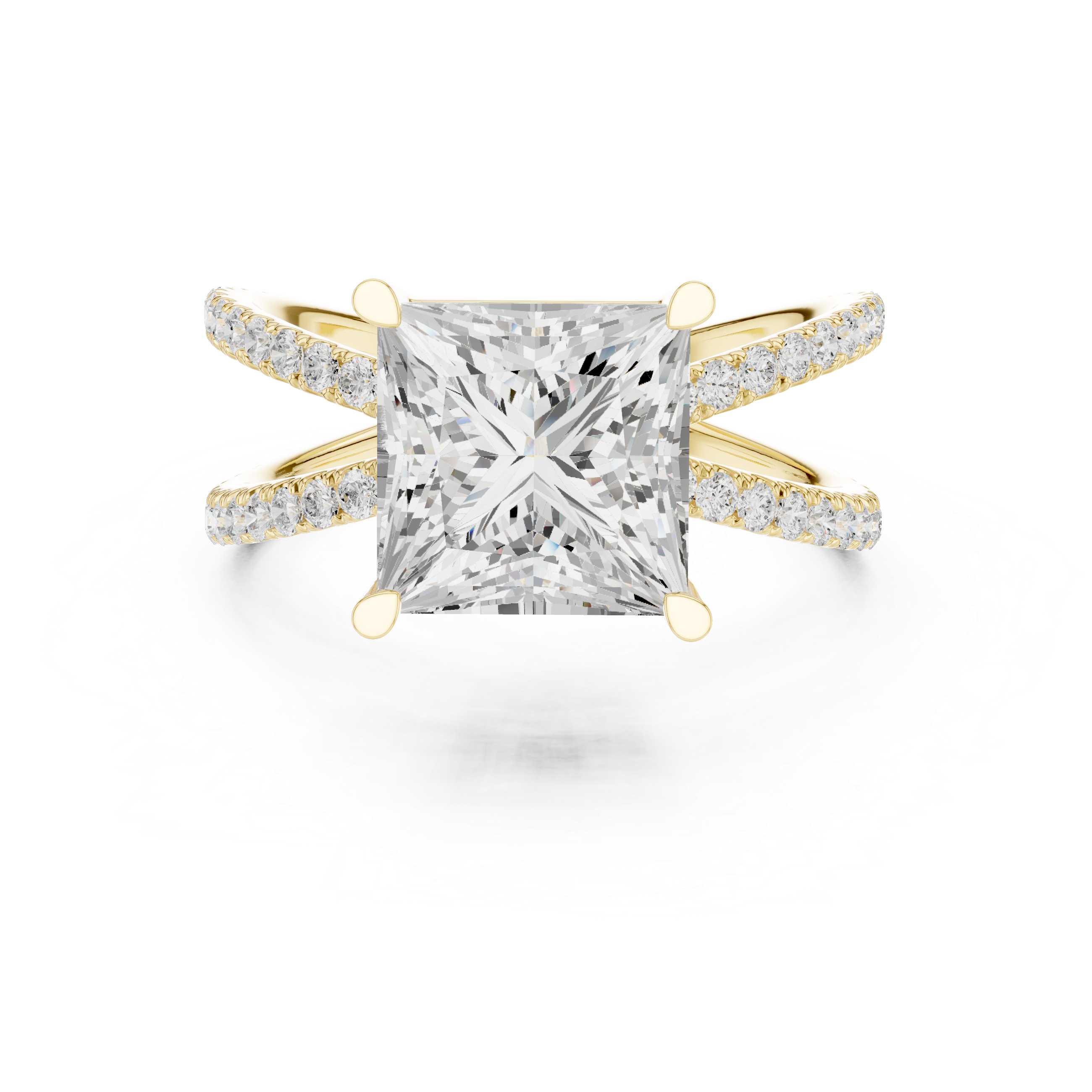 Criss Cross Princess Cut Lab Grown Diamond Wedding Ring