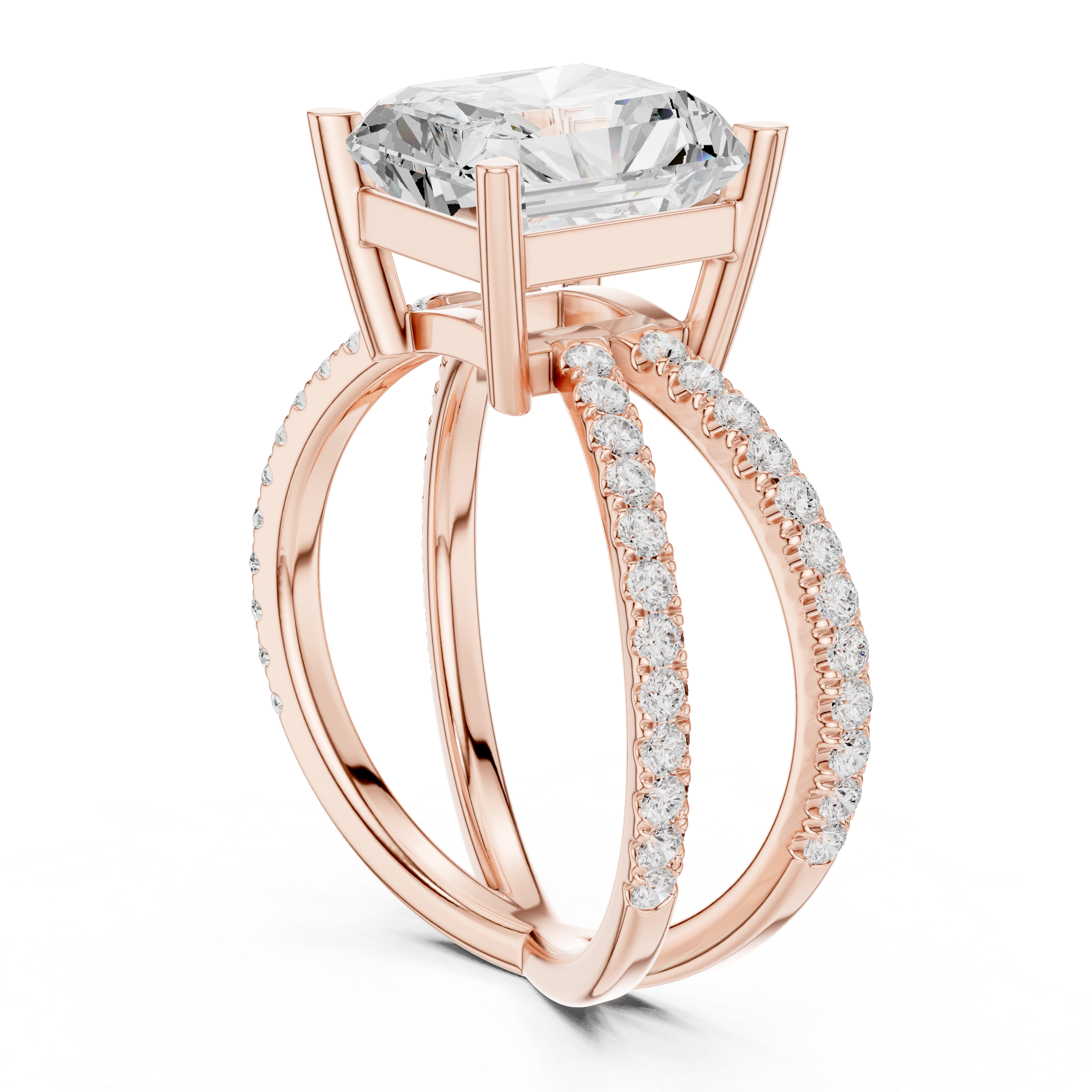 Criss Cross Radiant Cut Lab Grown Diamond Wedding Ring