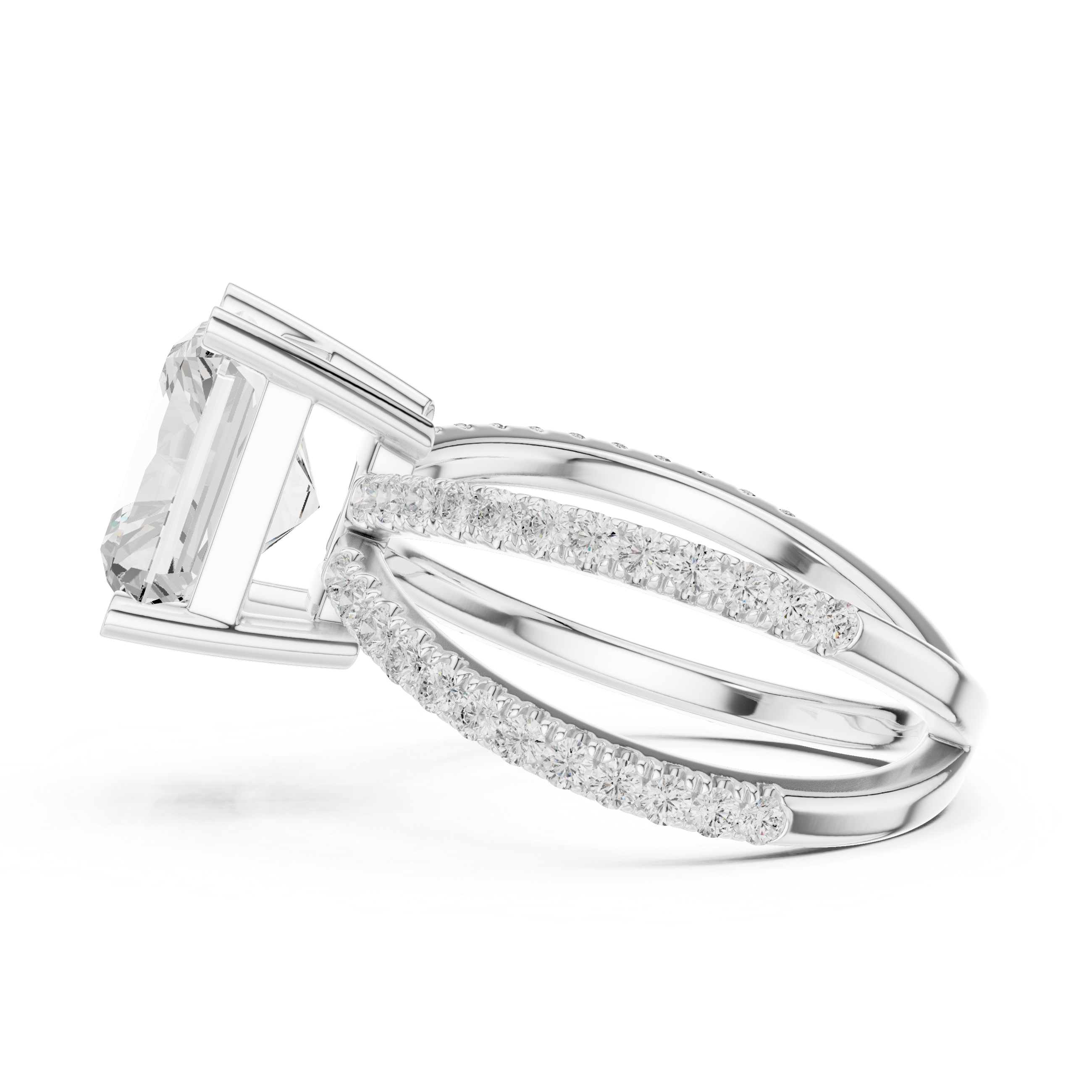 Criss Cross Radiant Cut Lab Grown Diamond Wedding Ring