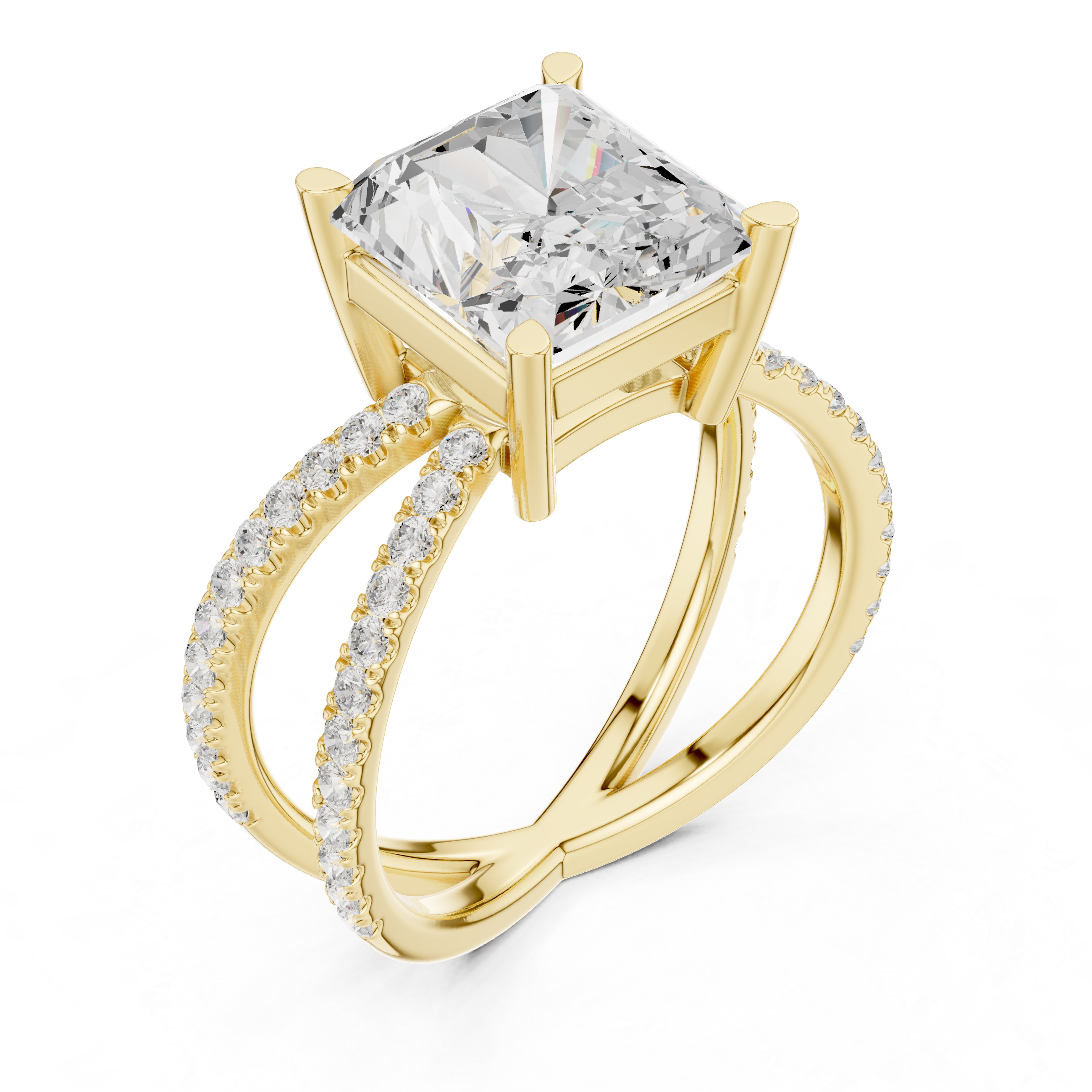 Criss Cross Radiant Cut Lab Grown Diamond Wedding Ring