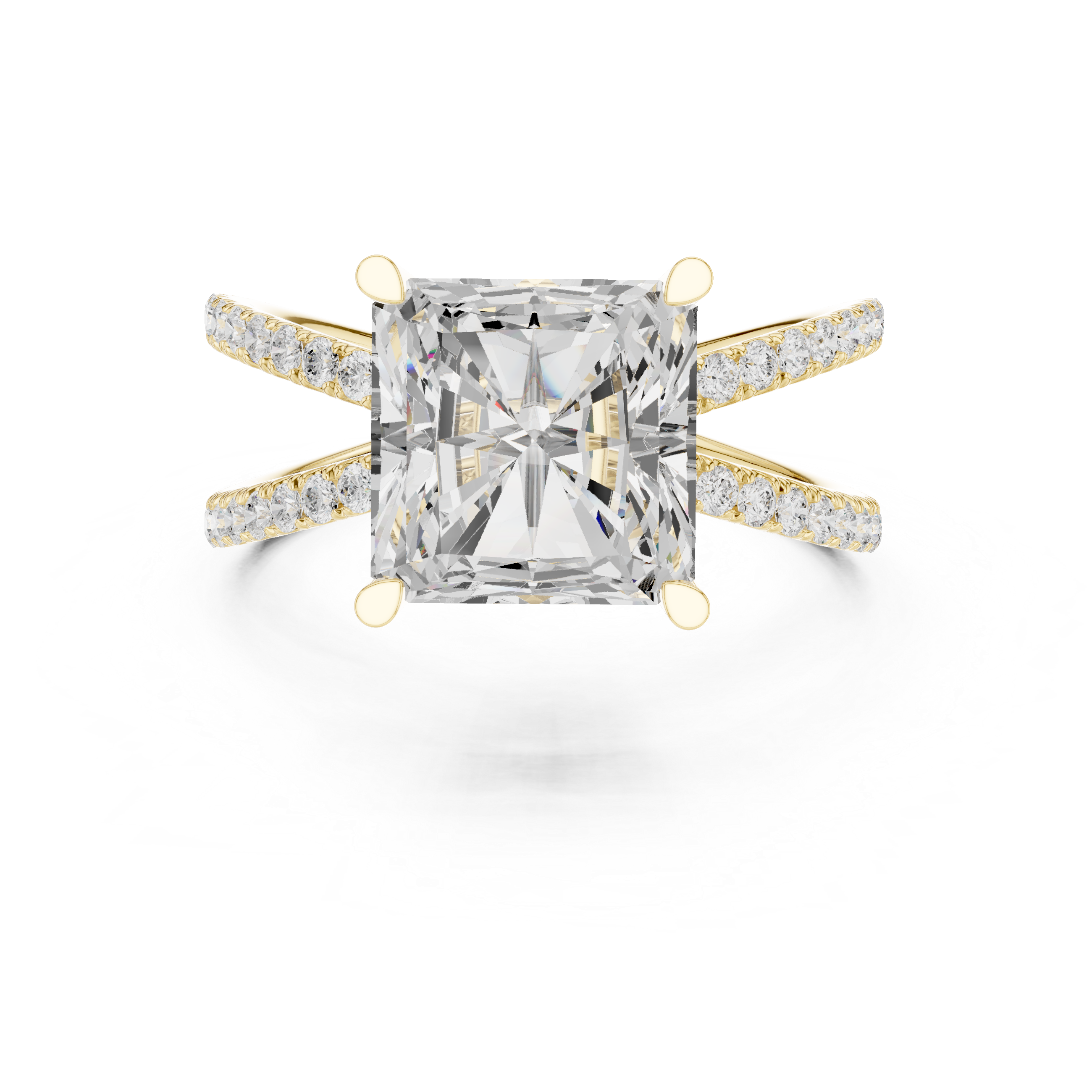 Criss Cross Radiant Cut Lab Grown Diamond Wedding Ring