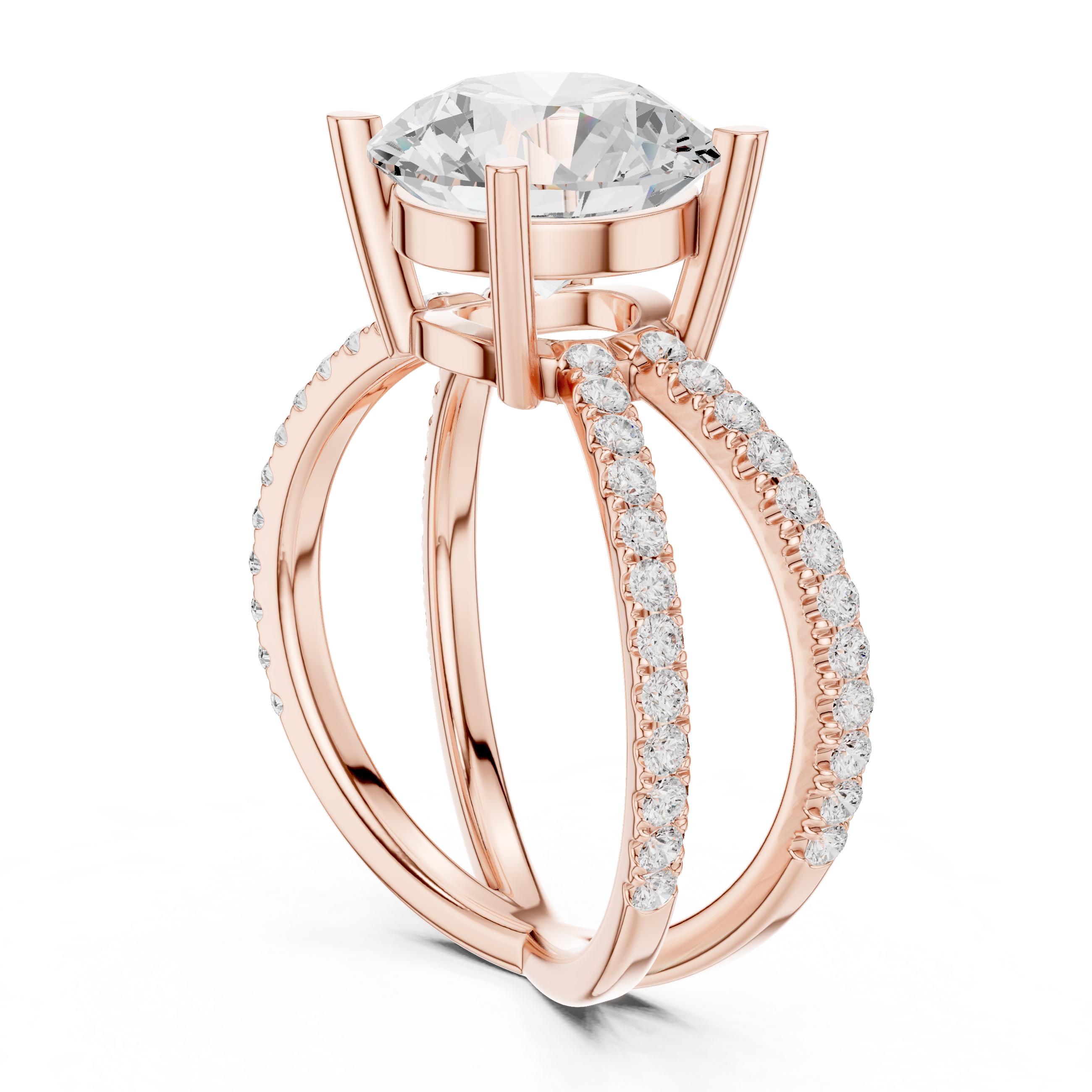 Criss Cross Round Cut Lab Grown Diamond Wedding Ring