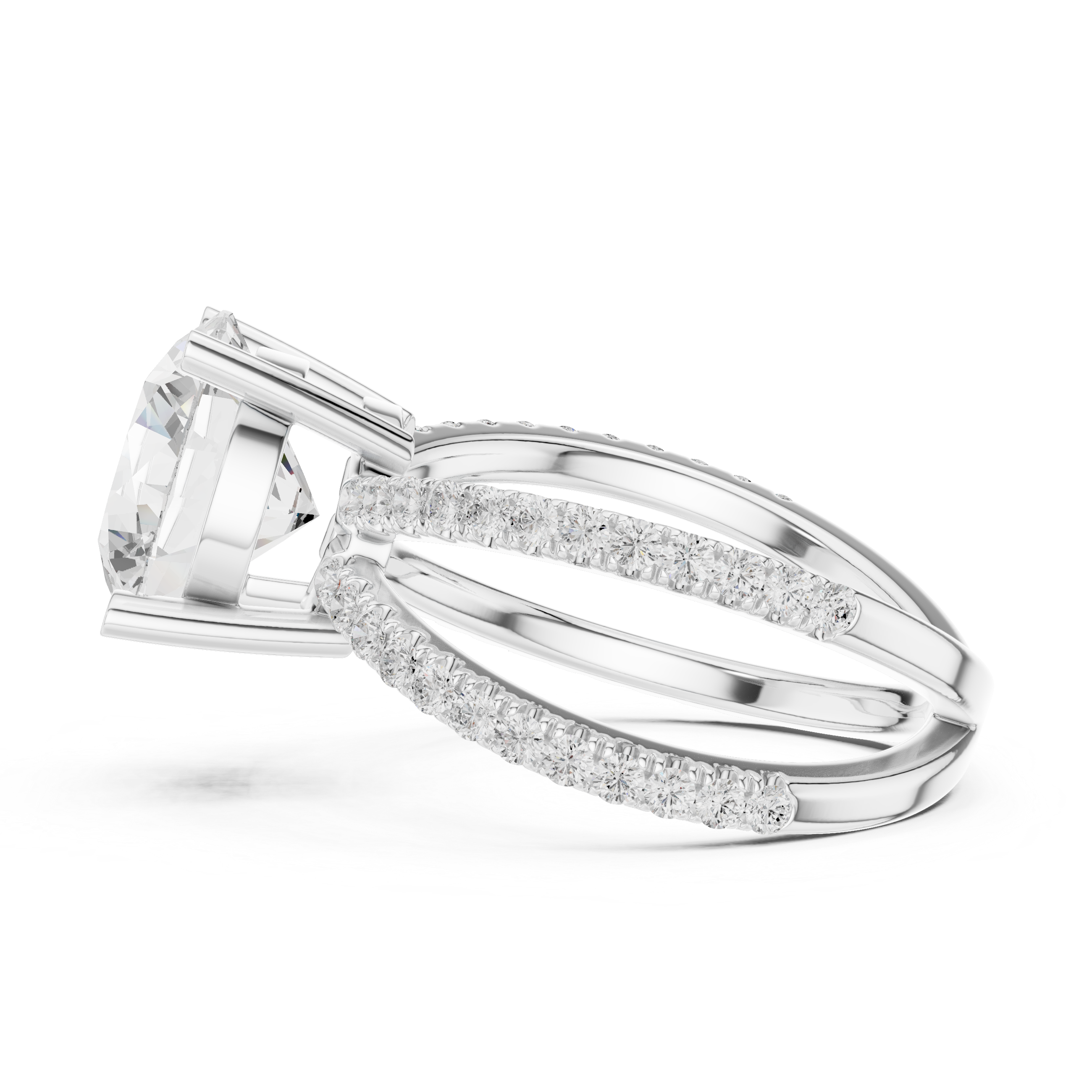 Criss Cross Round Cut Lab Grown Diamond Wedding Ring