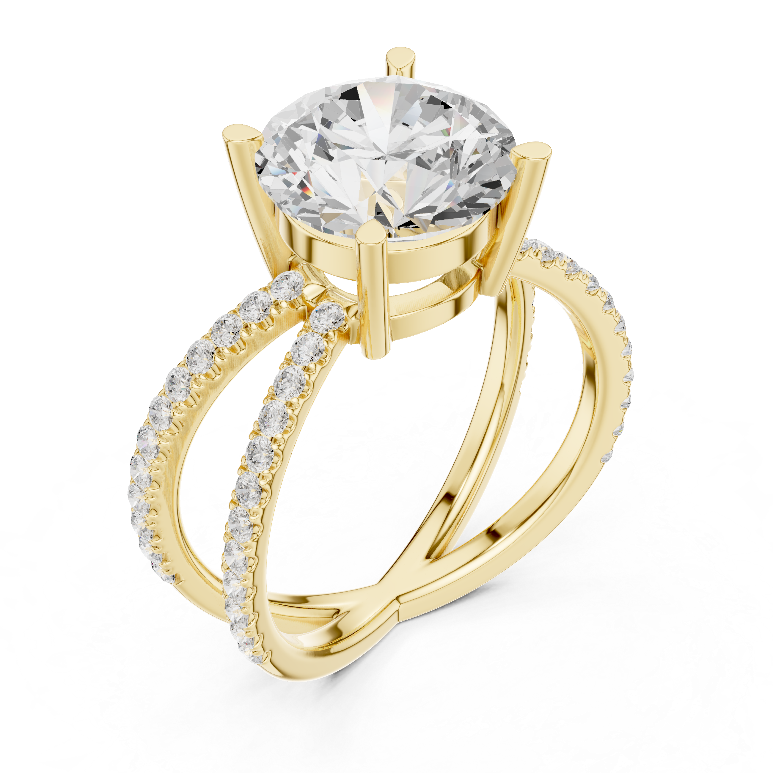Criss Cross Round Cut Lab Grown Diamond Wedding Ring