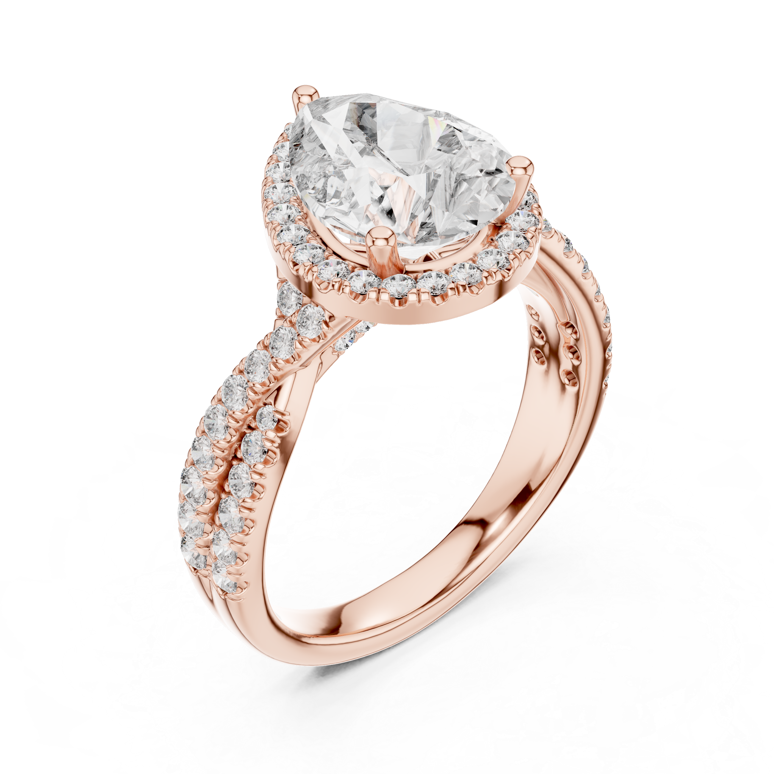 Pear Cut Twisted Pave Diamond Wedding Ring
