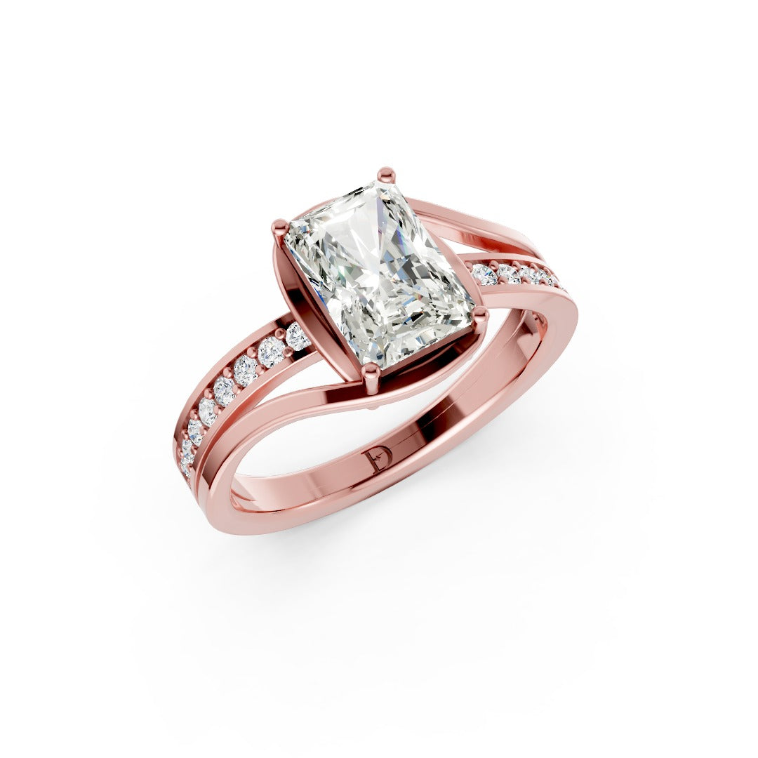 Radiant Accented Bypass Lab Diamond Engagement Ring