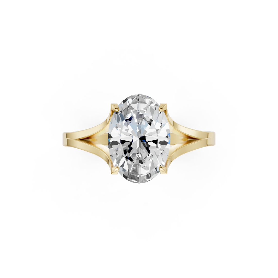 Oval Cut Minimalist Split Shank Ring
