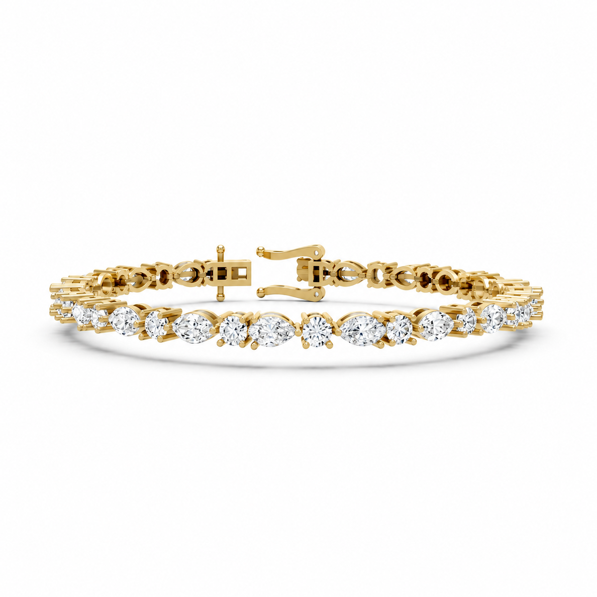 Alternating Shape Marquise & Round & Pear Diamond Tennis Bracelet